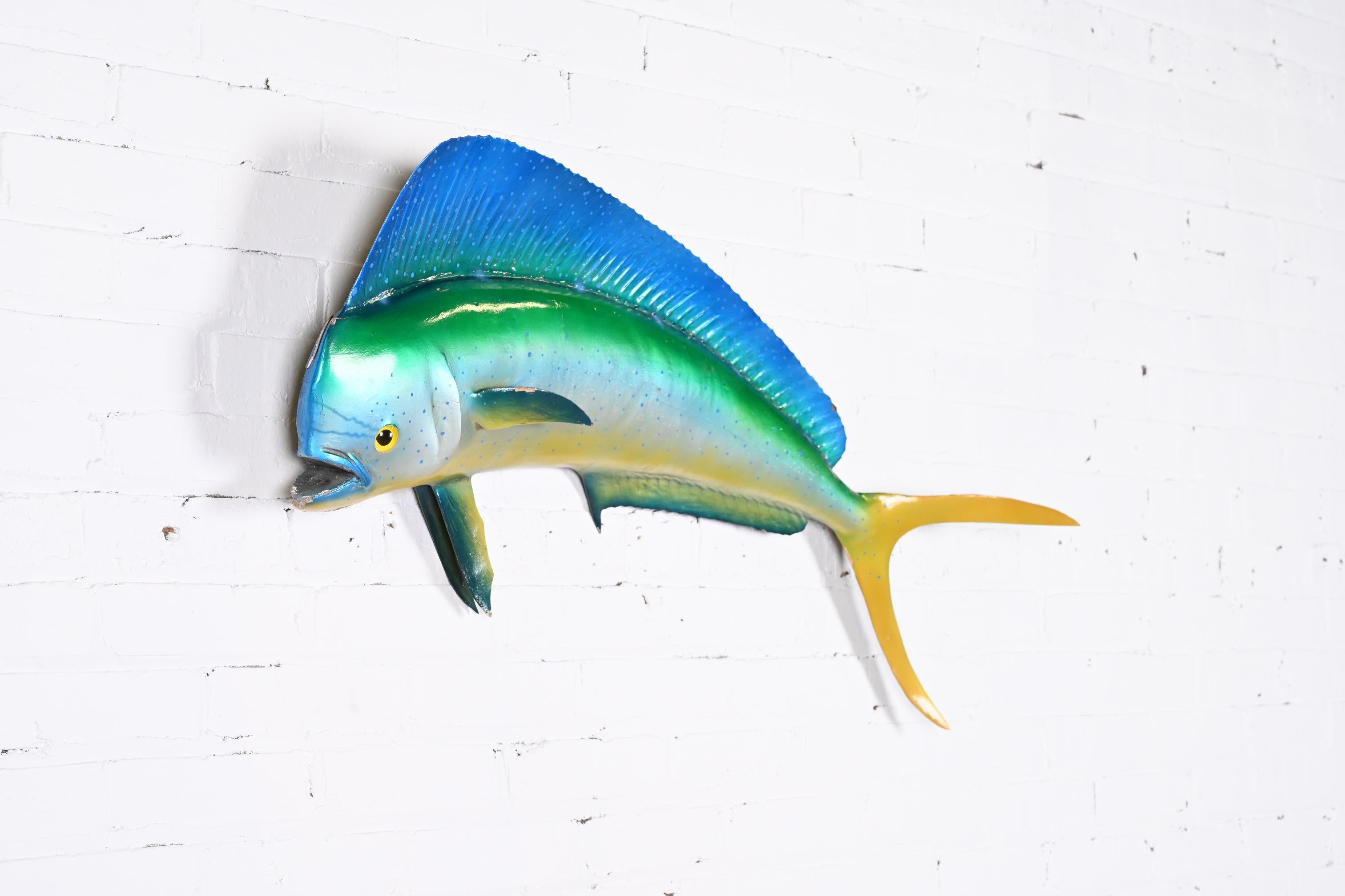 Sporting Art Dolphin Fish Mahi Mahi Hand-Painted Wall Hanging Statue