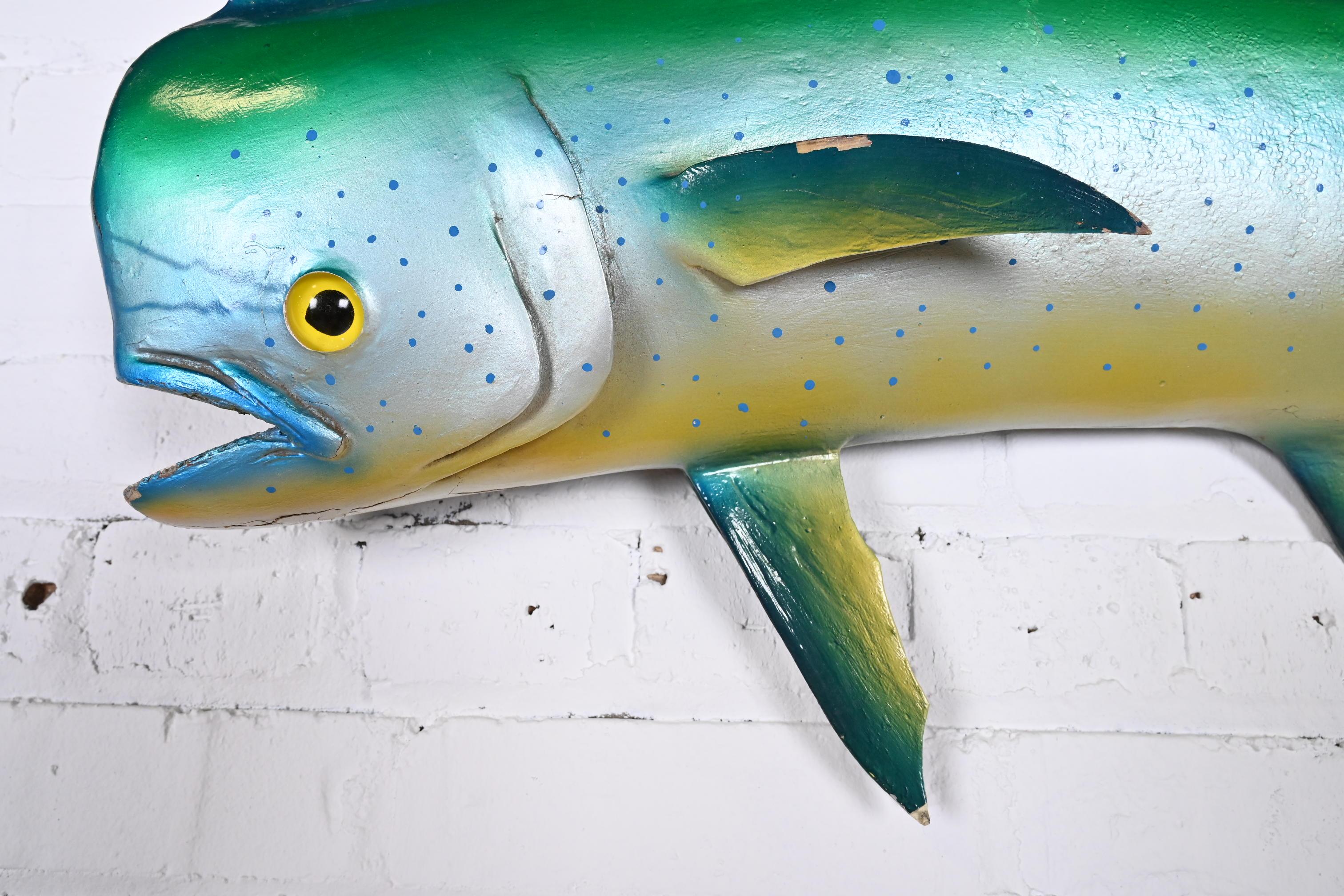 Resin Dolphin Fish Mahi Mahi Hand-Painted Wall Hanging Statue