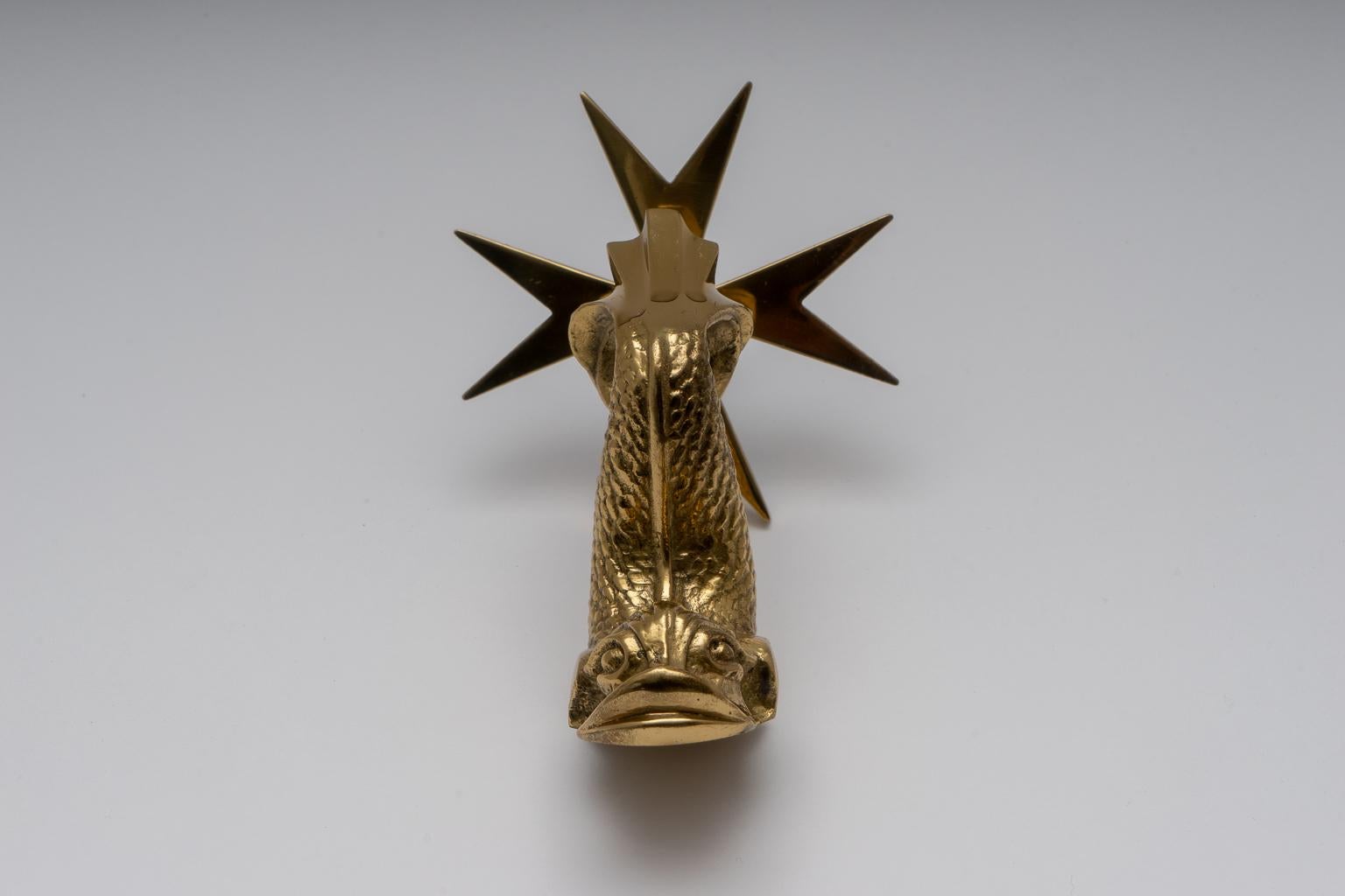 Maltese Dolphin Form Brass Door Knocker