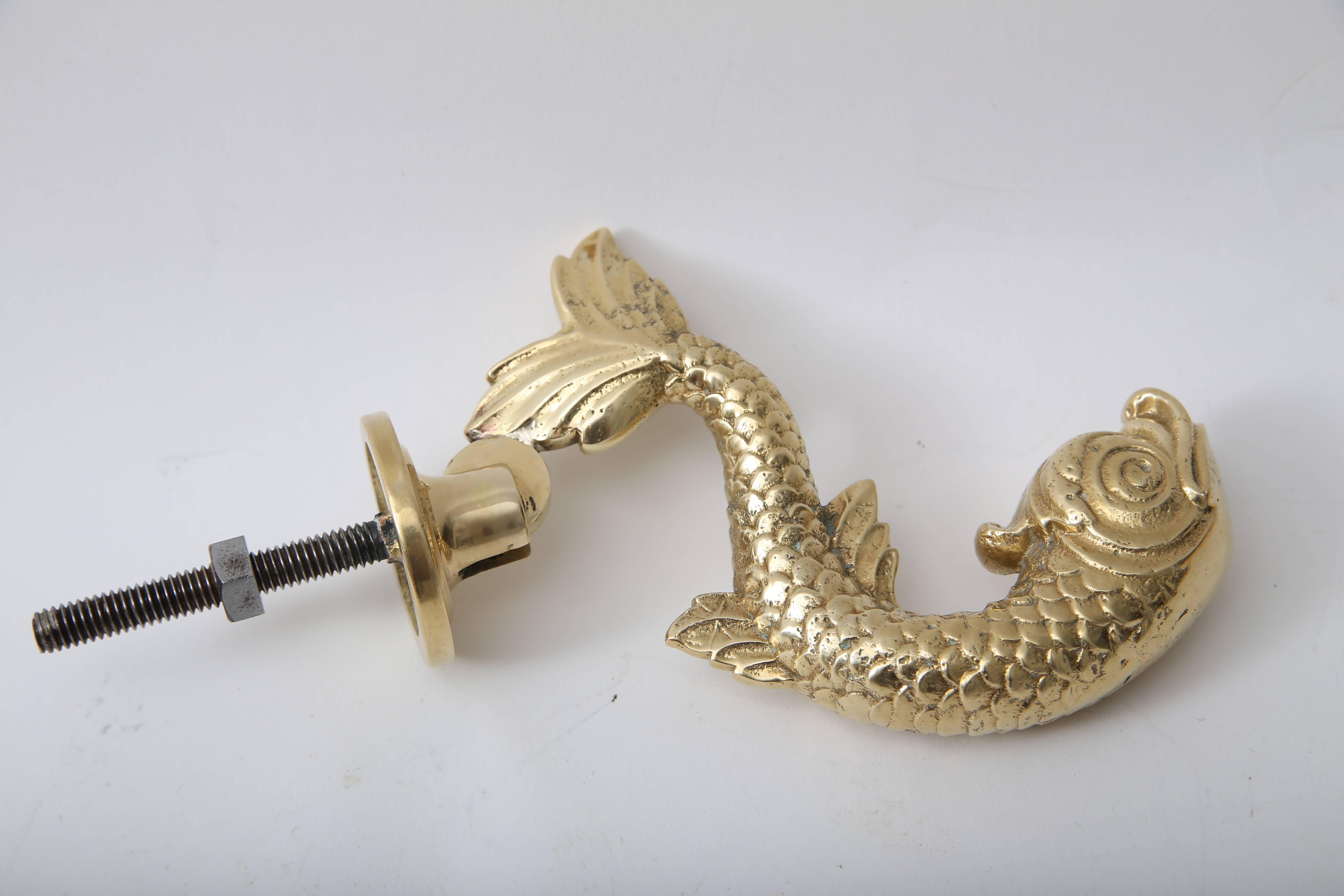 Cast Dolphin-Form Brass Door Knocker 