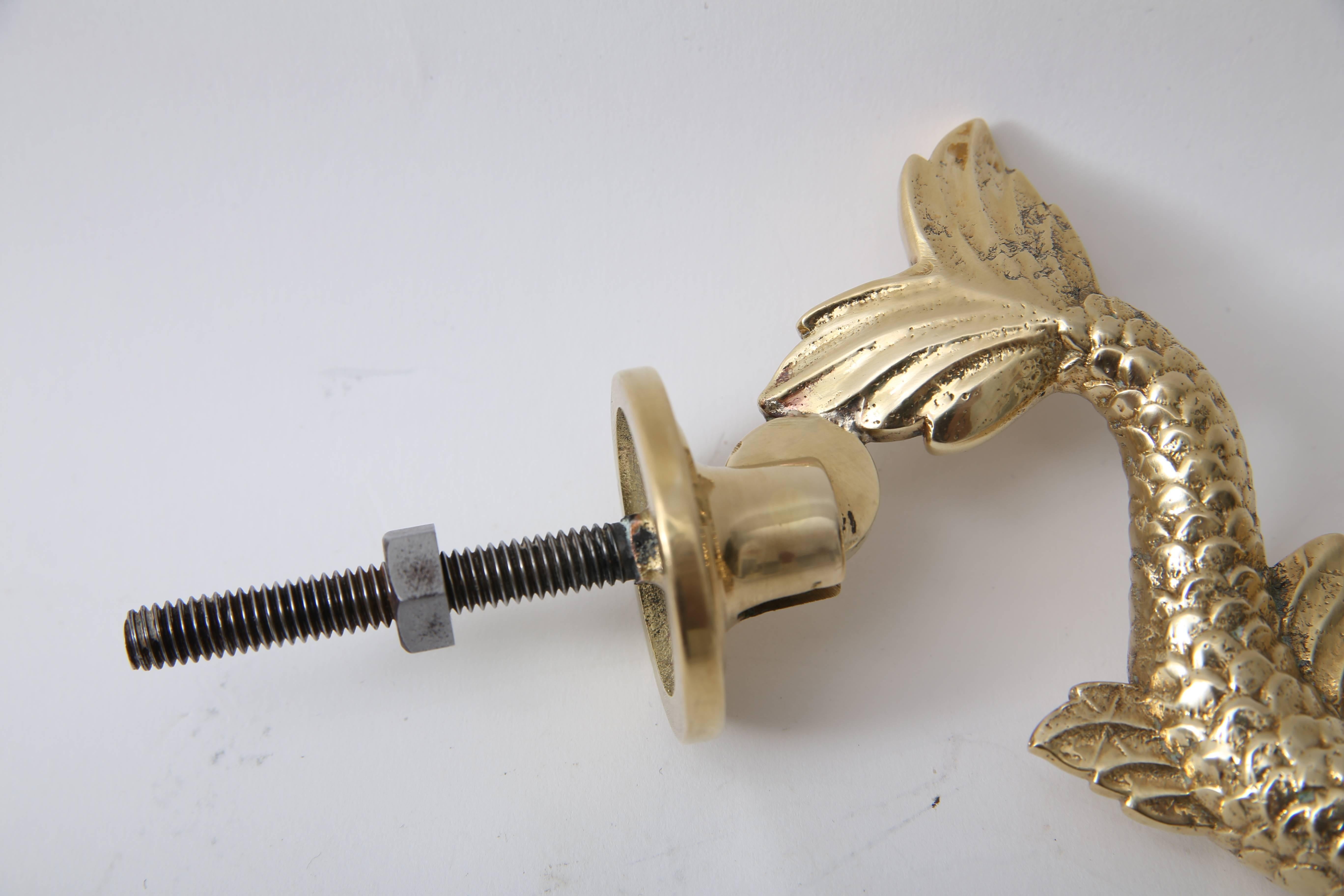 20th Century Dolphin-Form Brass Door Knocker 