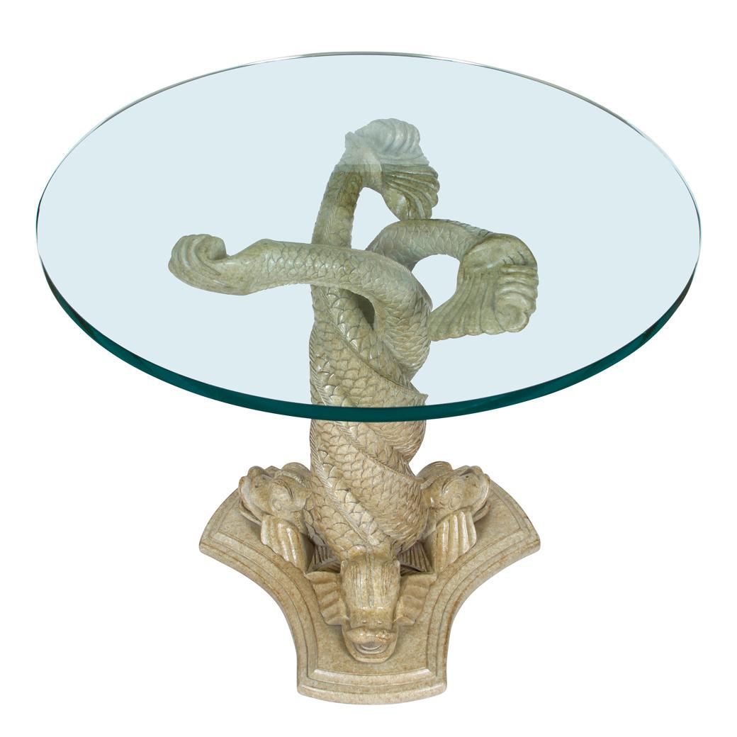 dolphin table with glass top