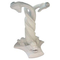 Dolphin Form Carved Table Base with Glass Top