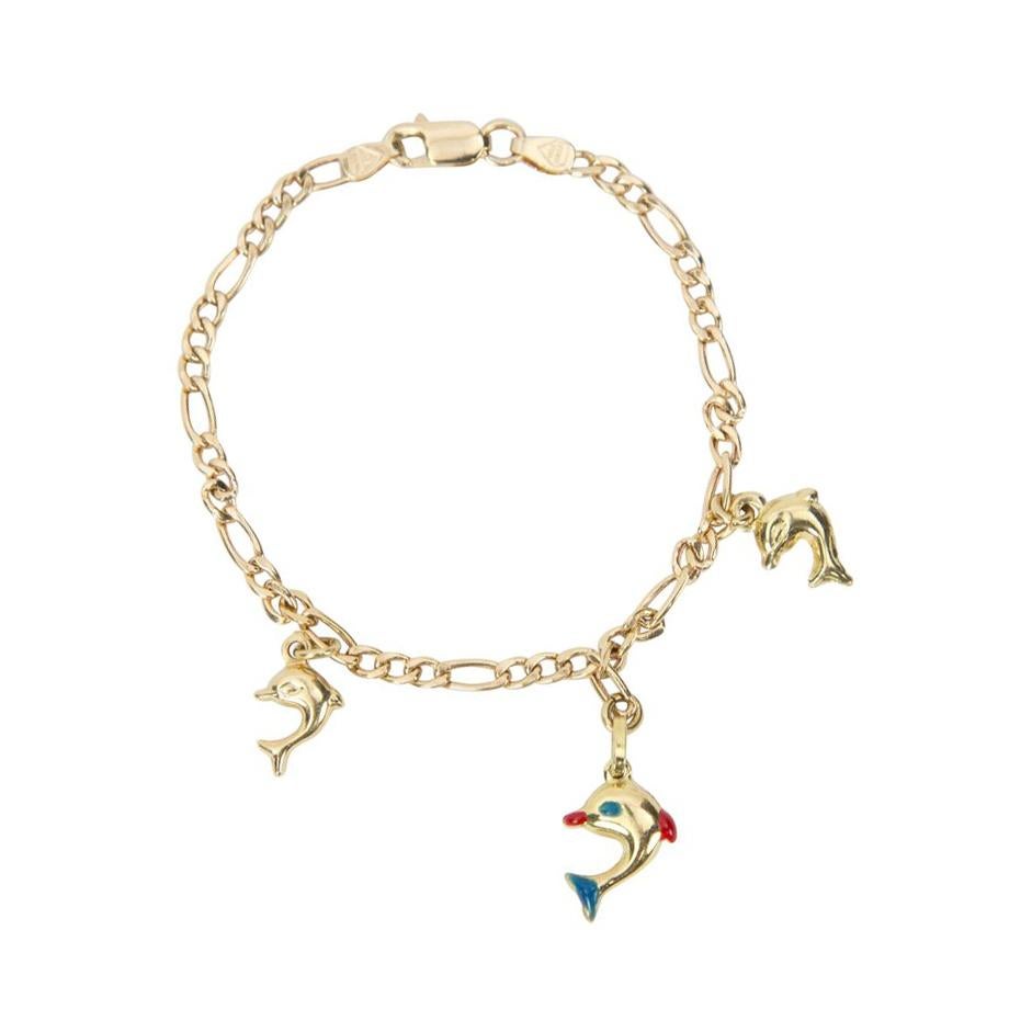 Bracelet à breloques en or en forme de dauphin Estate Jewelry Excellent état - En vente à Montreal, QC