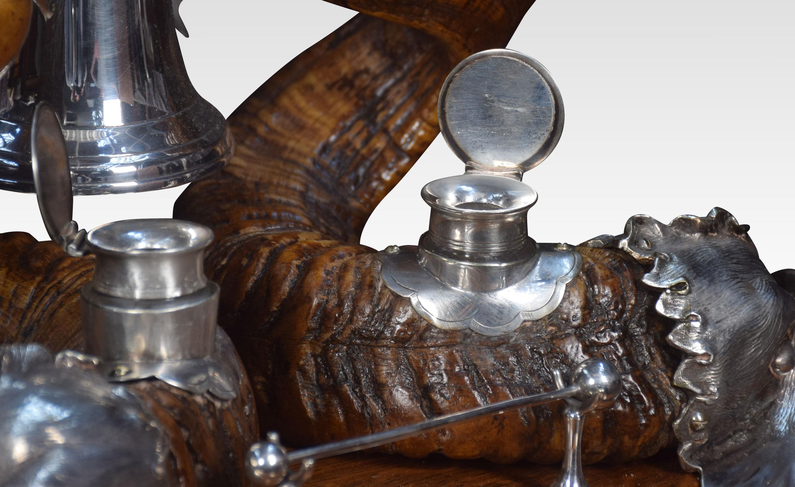 Oak Dolphin Inkstand