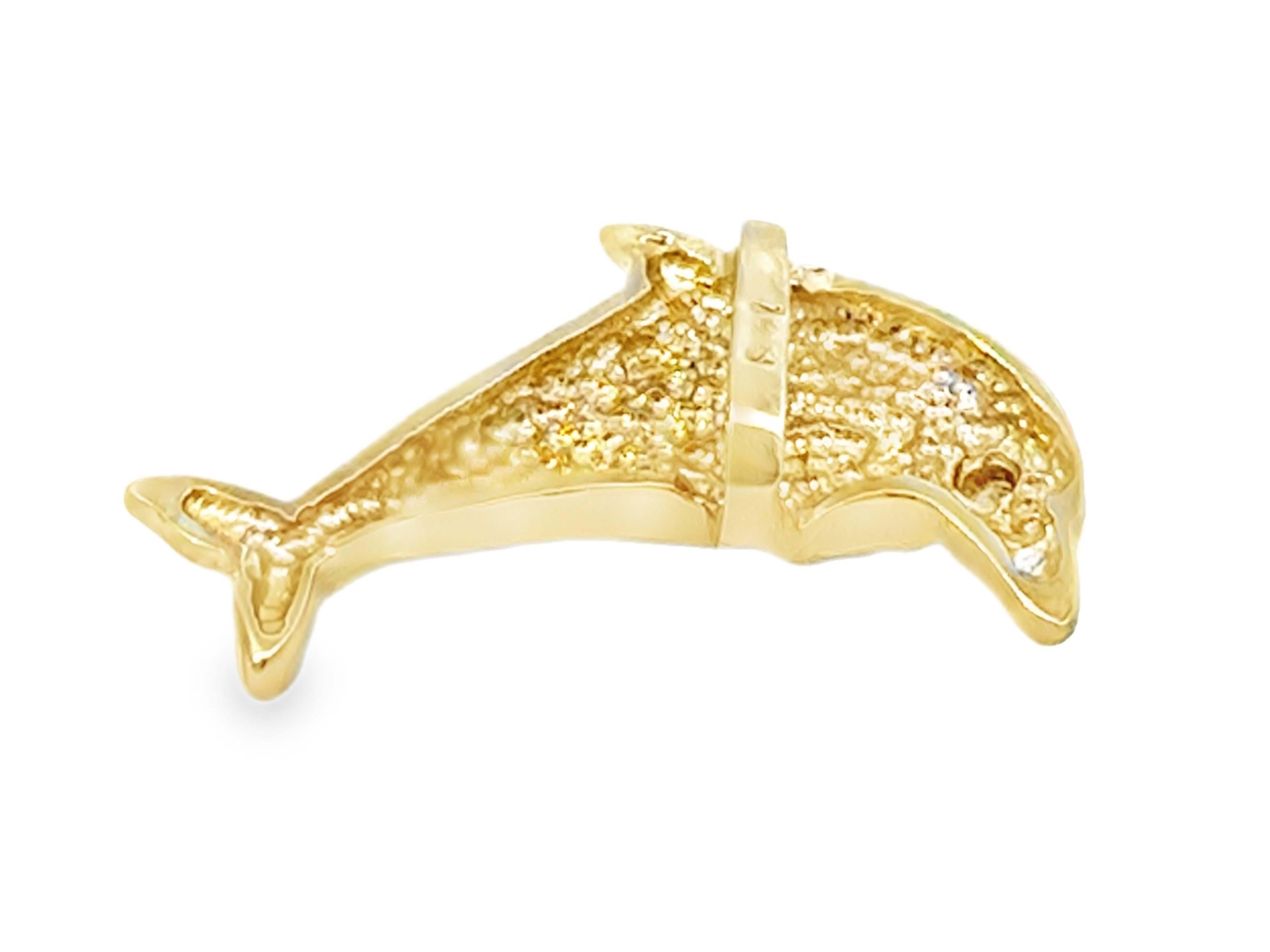 Pendentif œil de dauphin incrusté d'opale et de diamants en or jaune 14k en vente 2