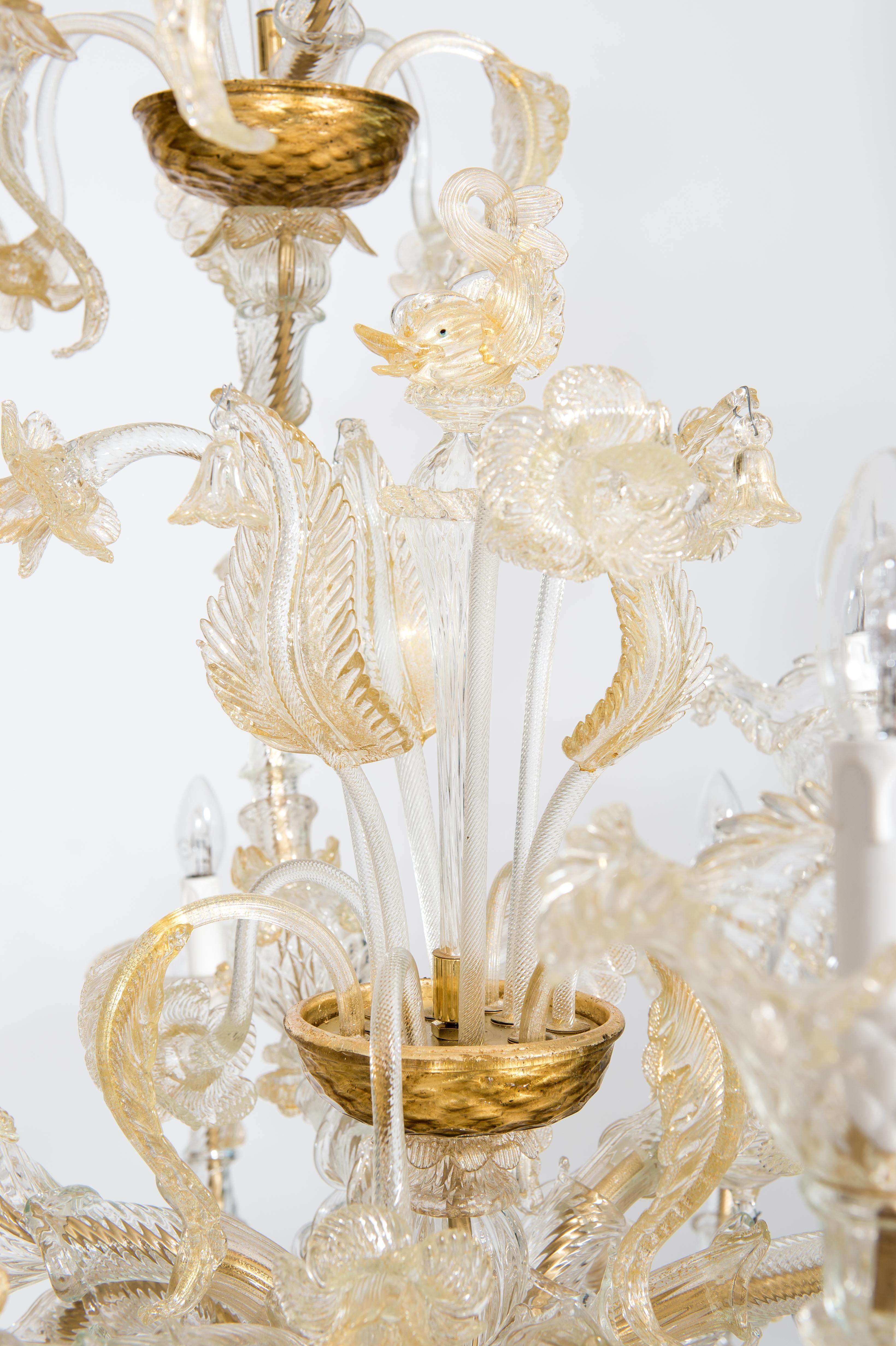 Rezzonico Gold Chandelier in Murano Glass  1980s Italy For Sale 3