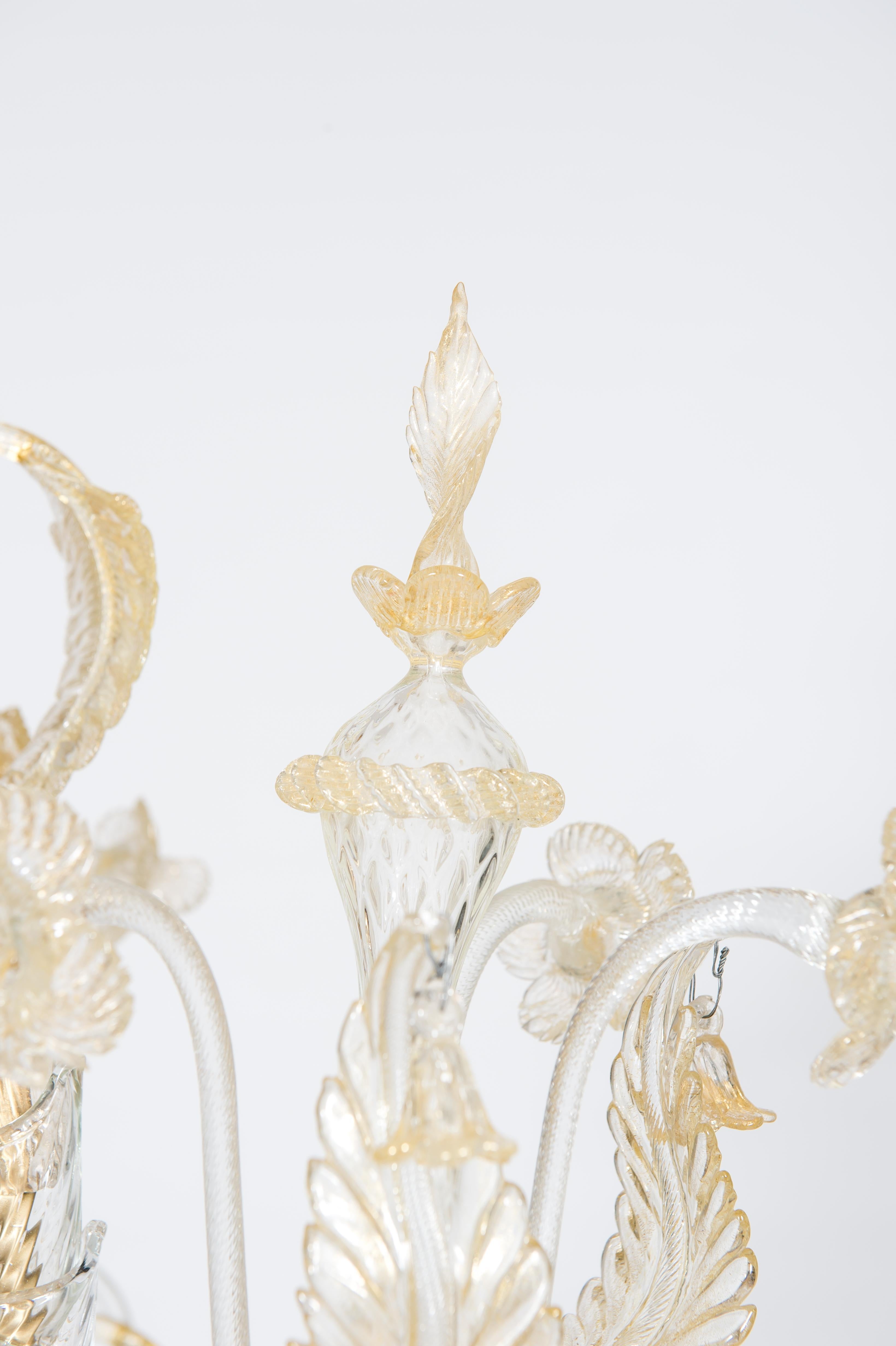 Modern Rezzonico Gold Chandelier in Murano Glass  1980s Italy For Sale