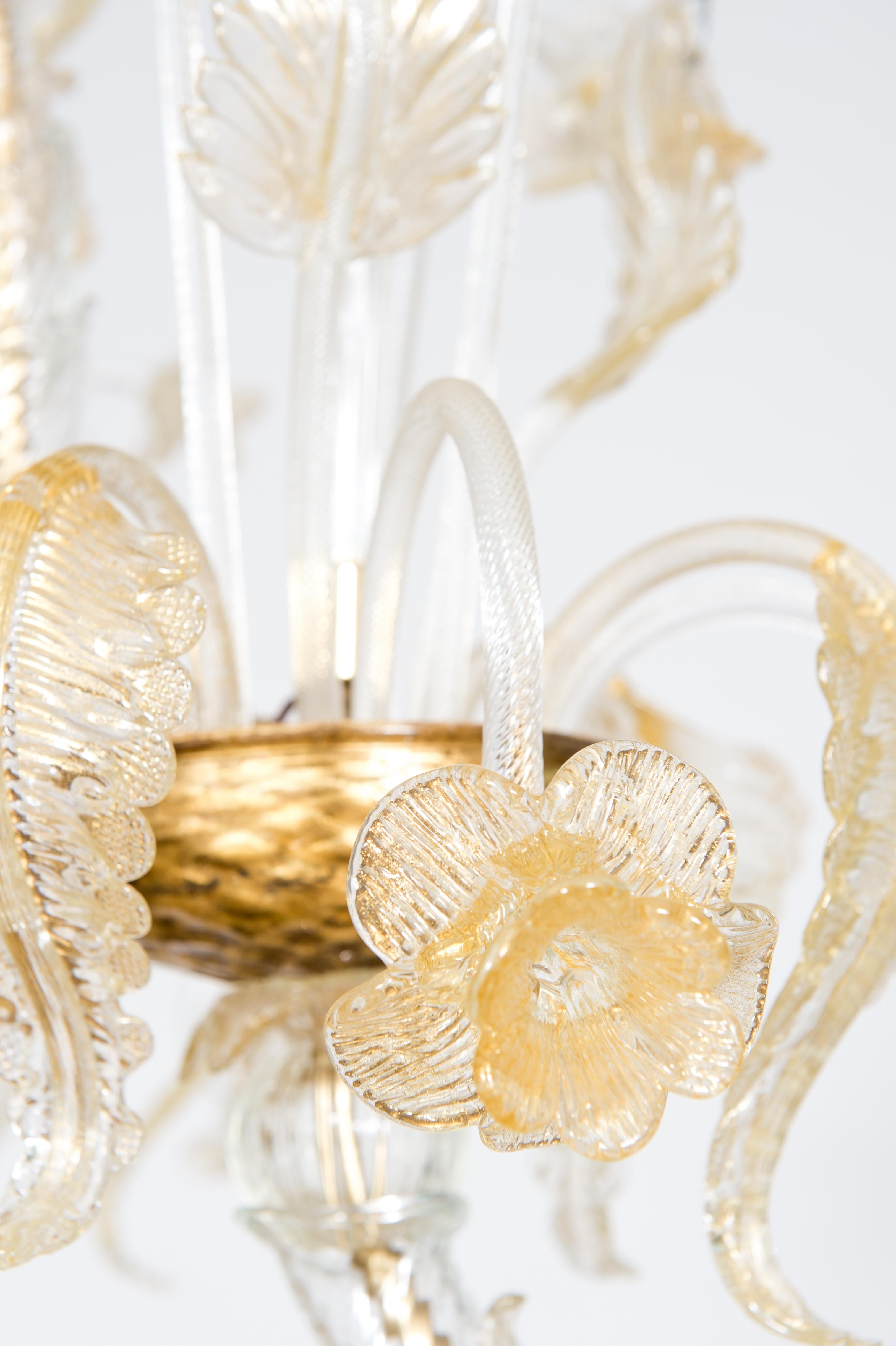 20th Century Rezzonico Gold Chandelier in Murano Glass  1980s Italy For Sale