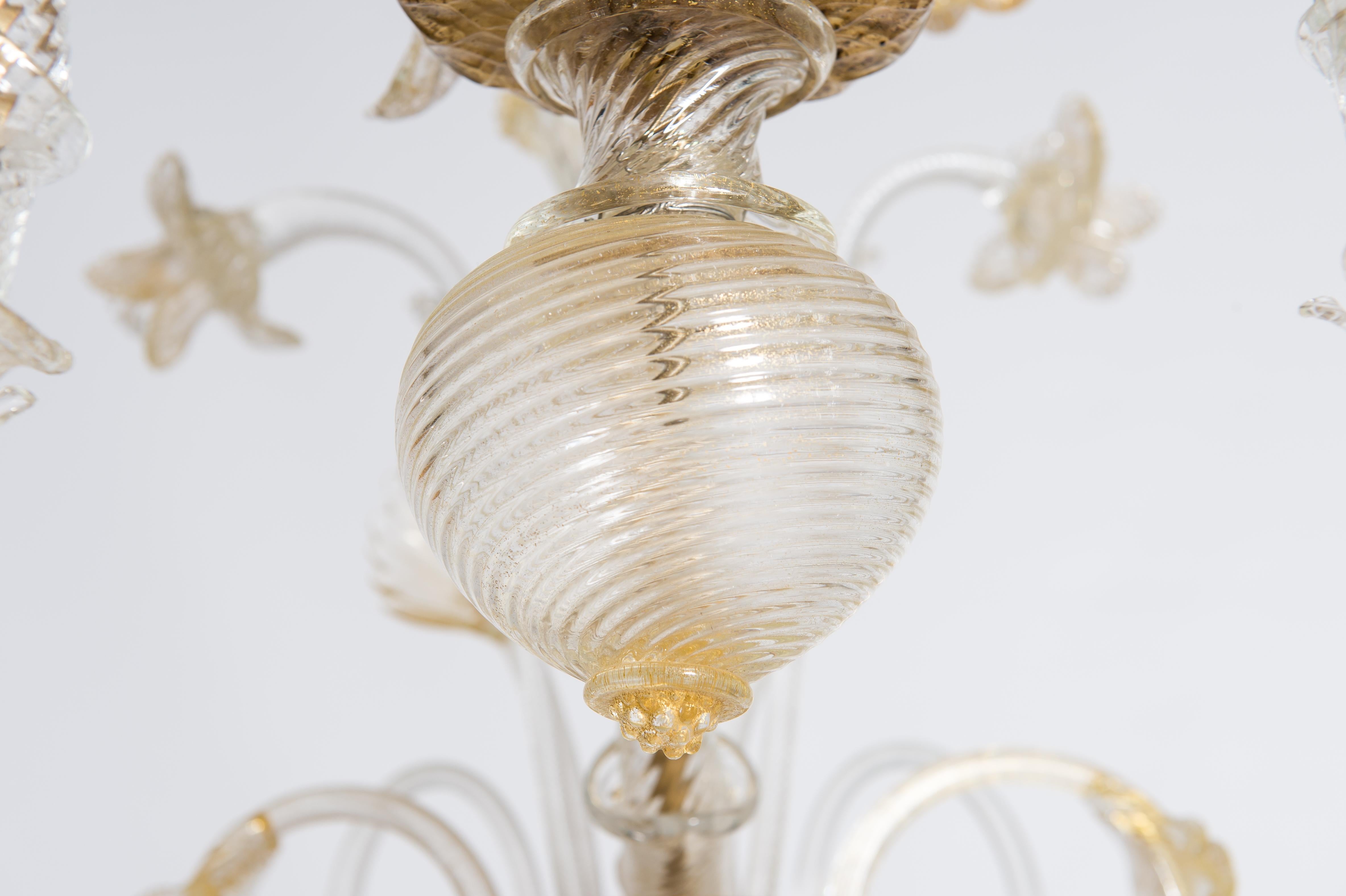 Rezzonico Gold Chandelier in Murano Glass  1980s Italy For Sale 2