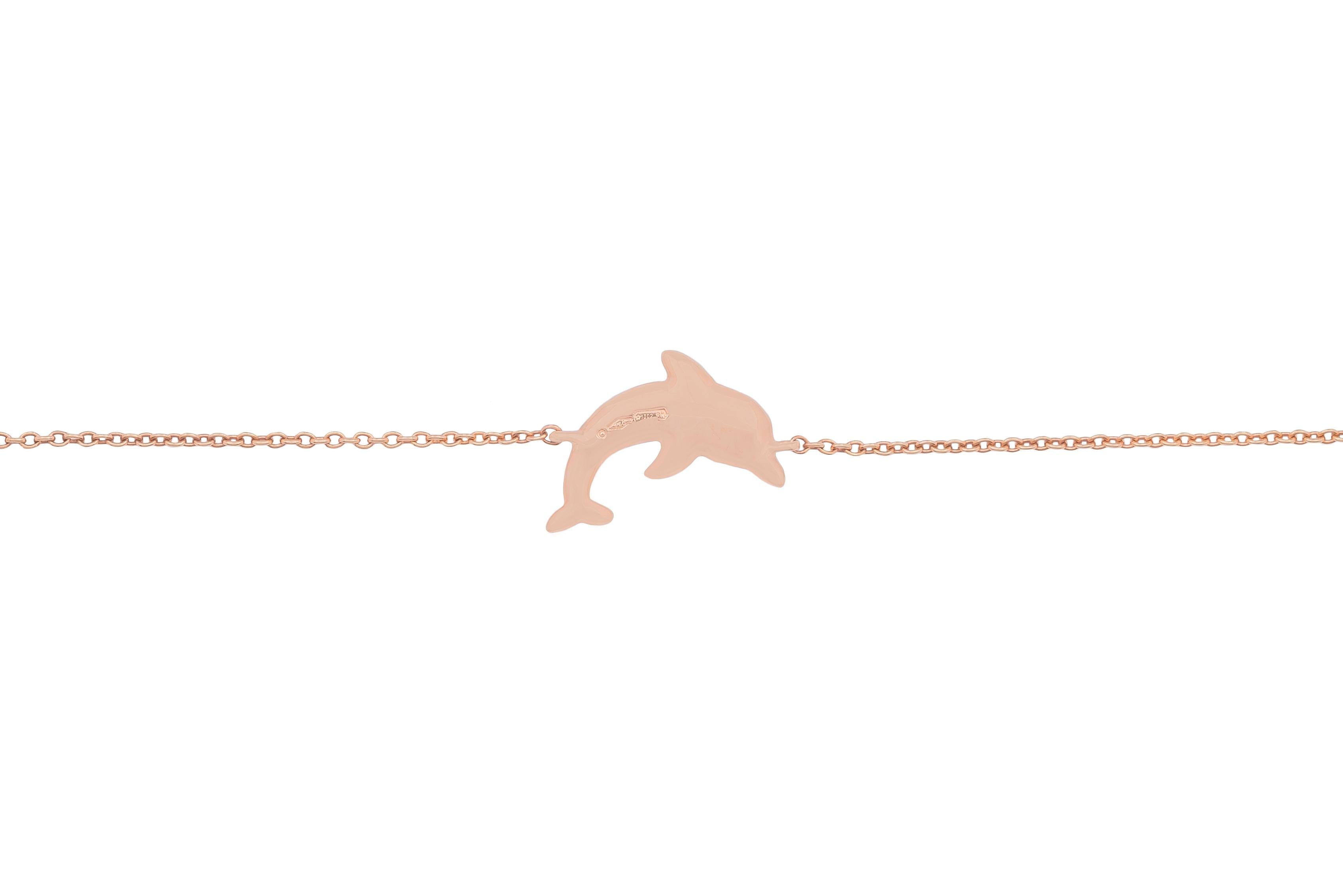 Contemporary Dolphin Rose Gold and Diamonds Bracelet For Sale