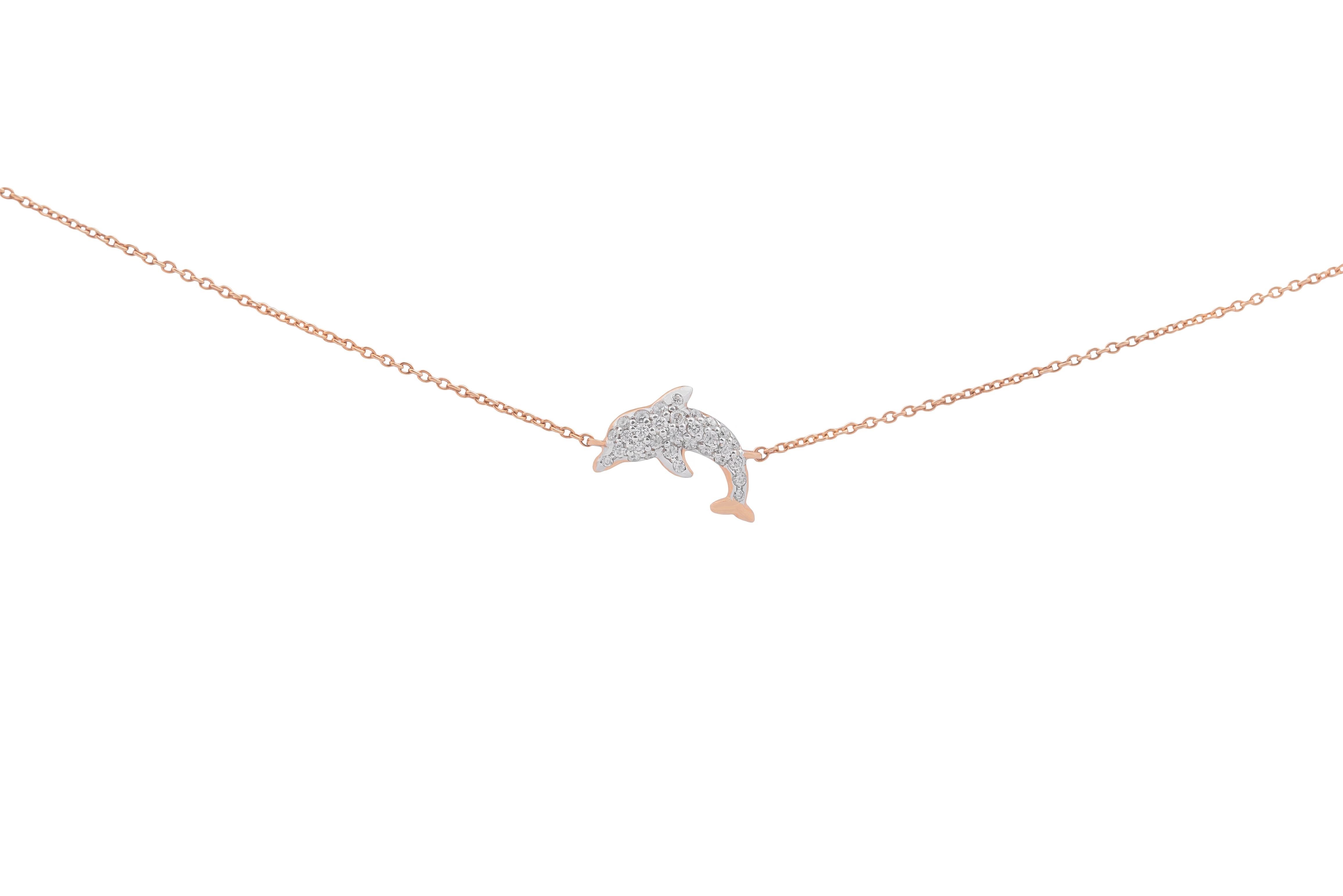 Brilliant Cut Dolphin Rose Gold and Diamonds Bracelet For Sale