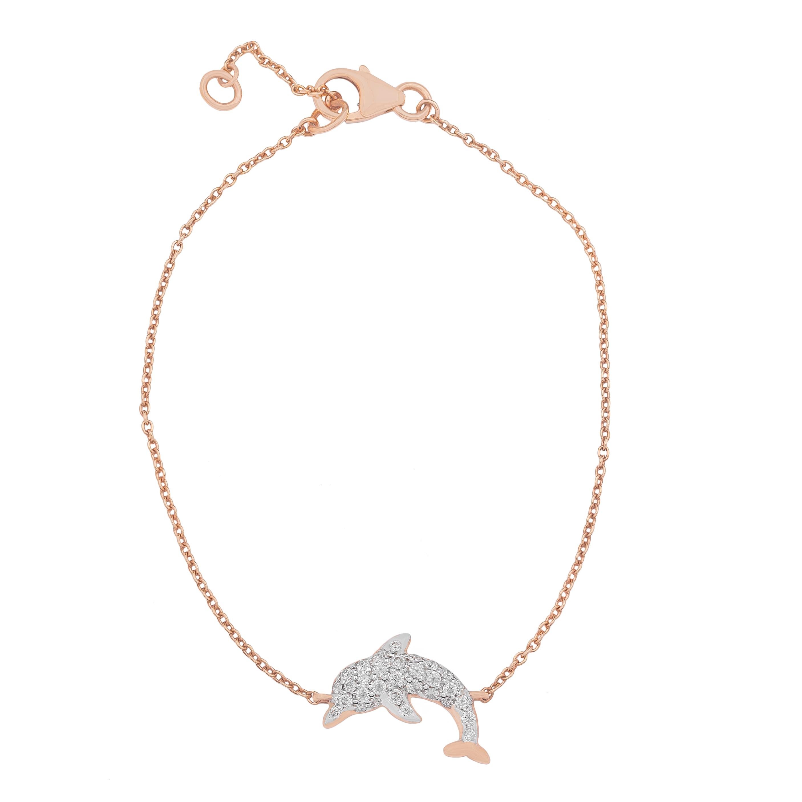 Dolphin Rose Gold and Diamonds Bracelet For Sale