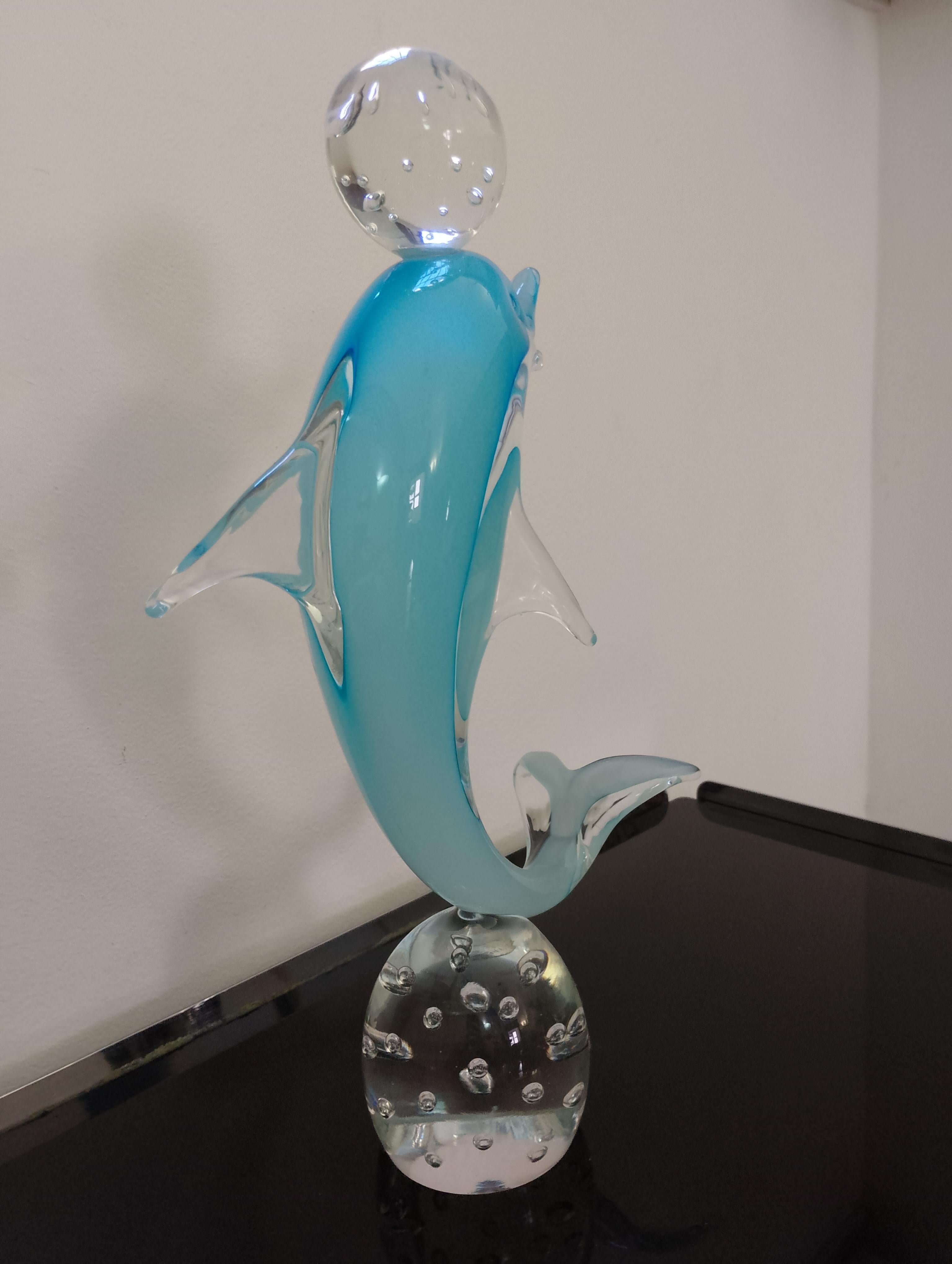 Scultura di delfino in vetro di Murano in vendita 4