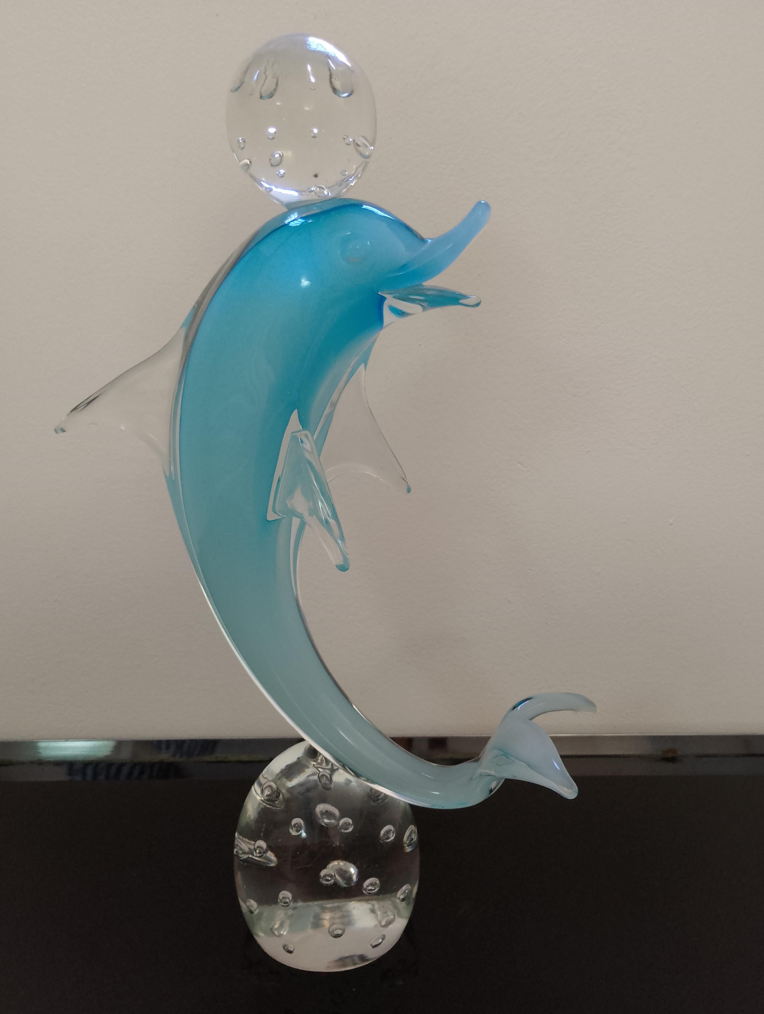 Scultura di delfino in vetro di Murano in vendita 5