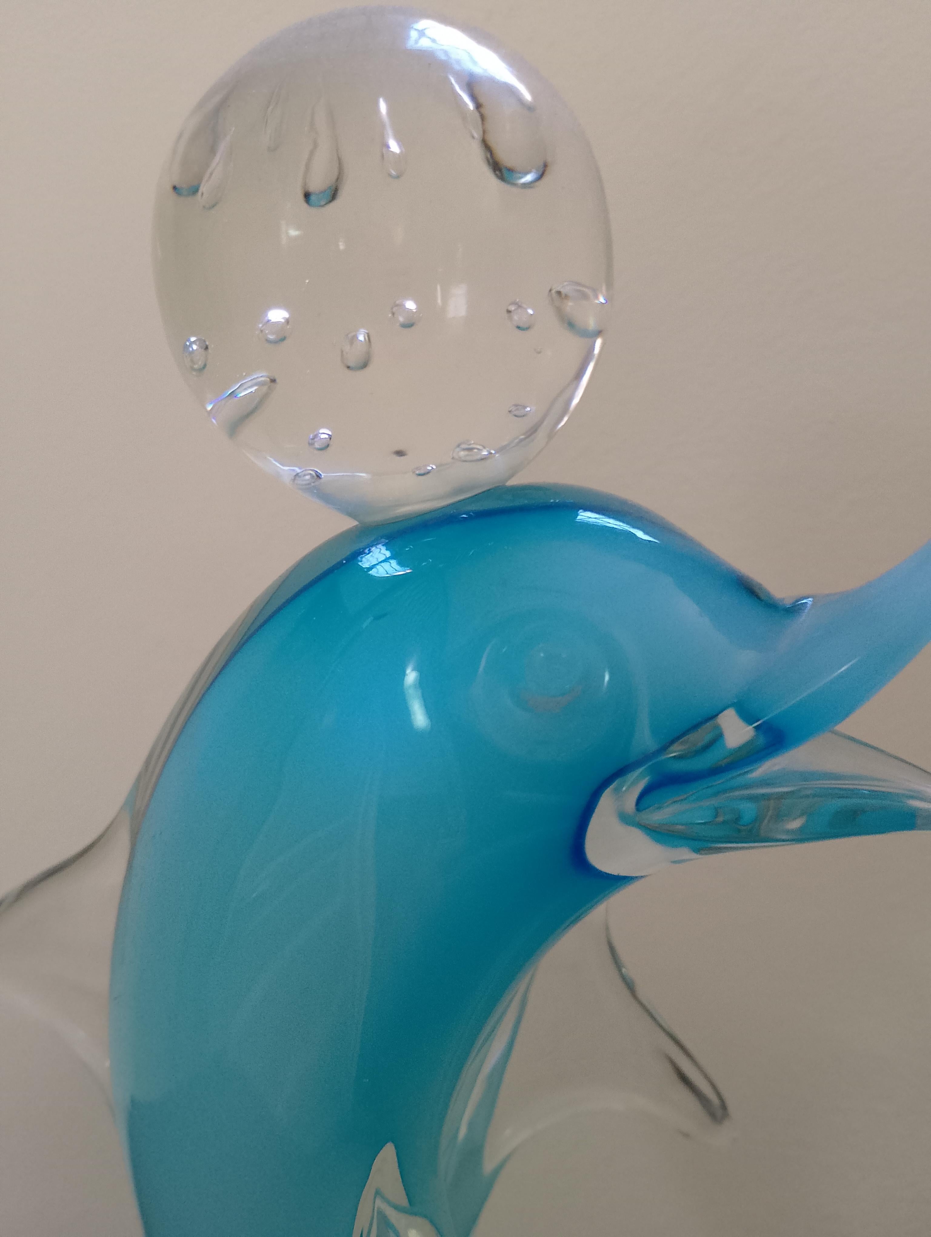 Scultura di delfino in vetro di Murano In condizioni buone in vendita a Catania, IT
