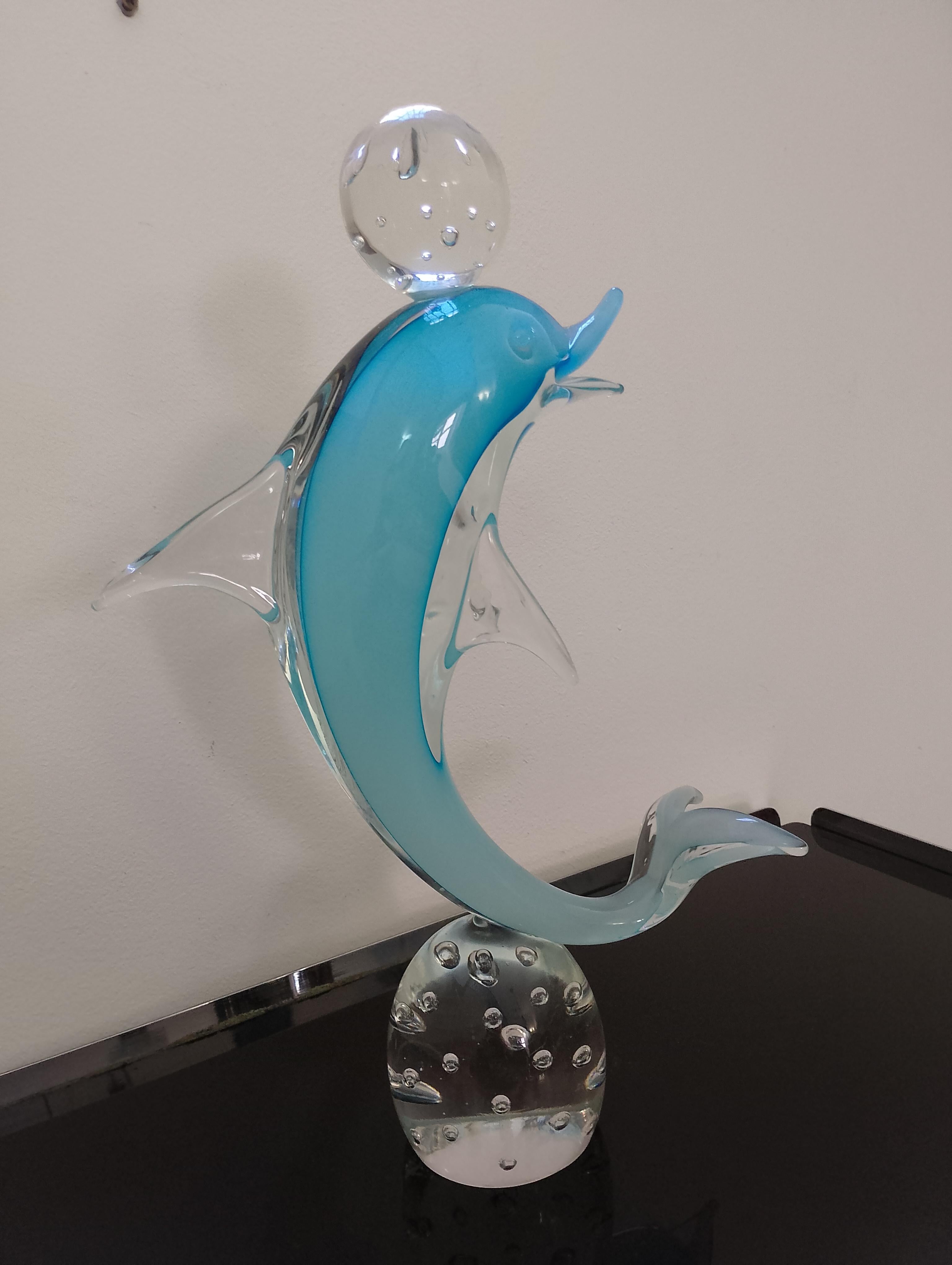Scultura di delfino in vetro di Murano in vendita 2