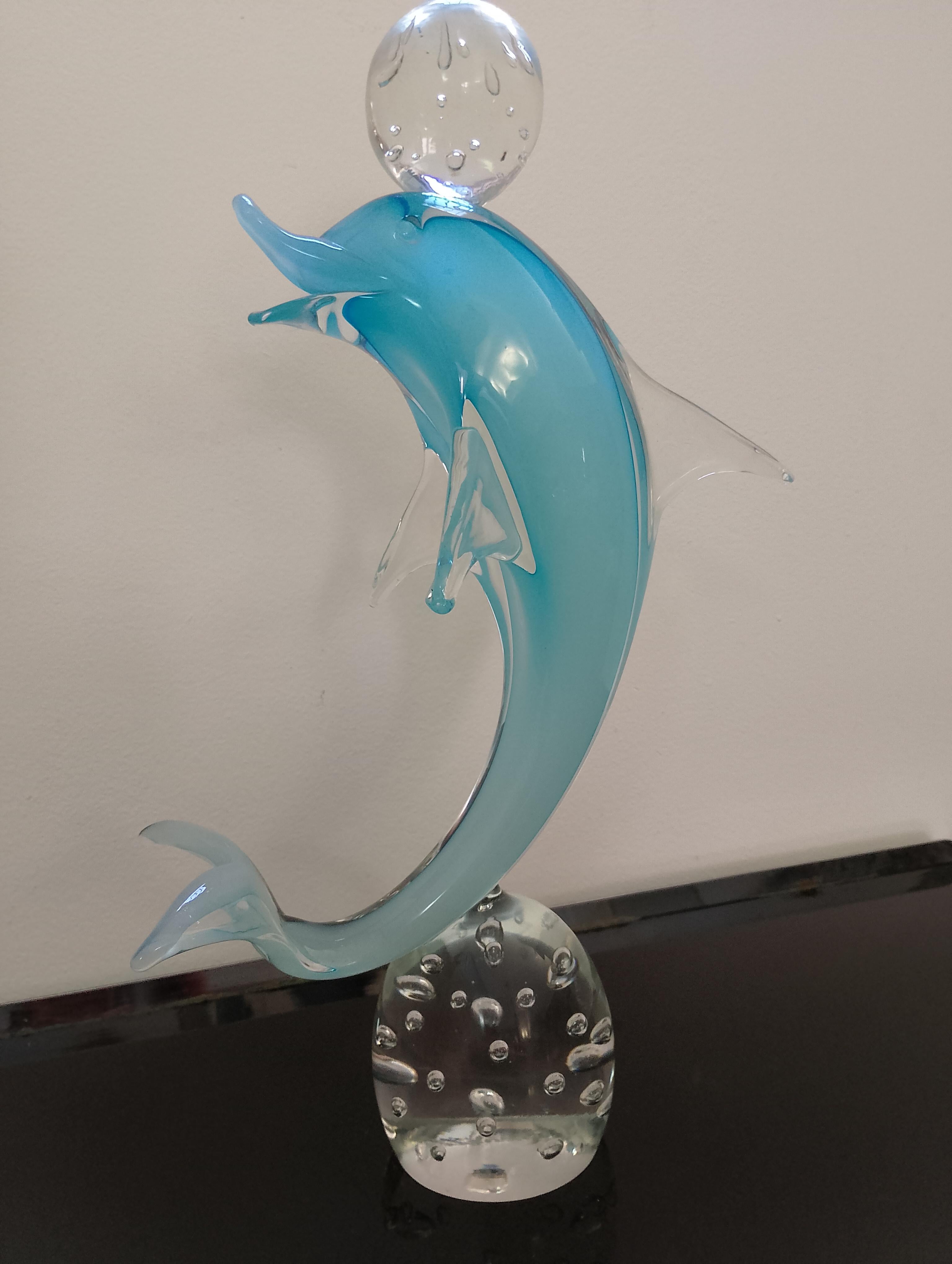 Scultura di delfino in vetro di Murano in vendita 3