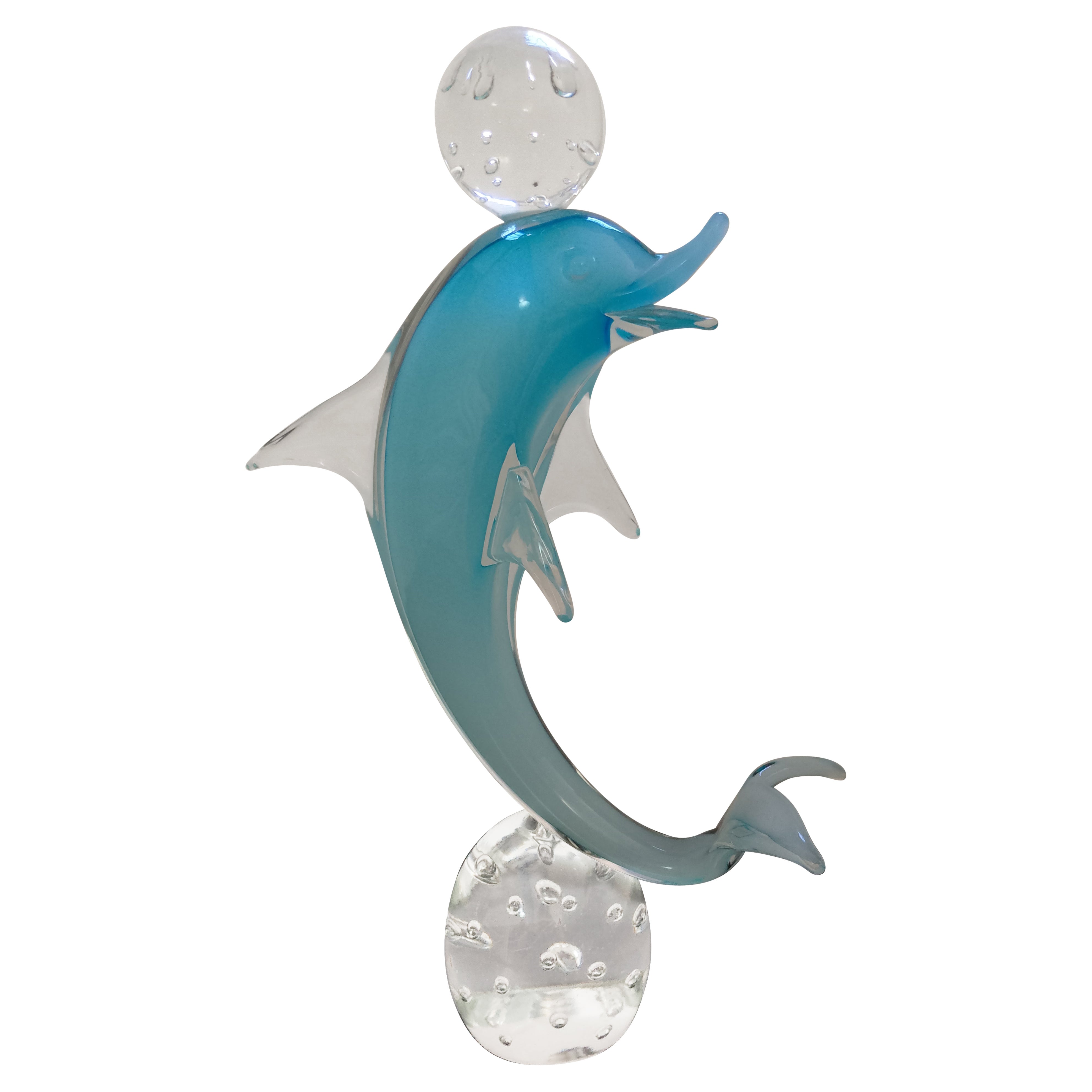 Scultura di delfino in vetro di Murano