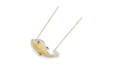 Dolphin Tsavorite Diamond Necklace 18 Karat Yellow and White Gold