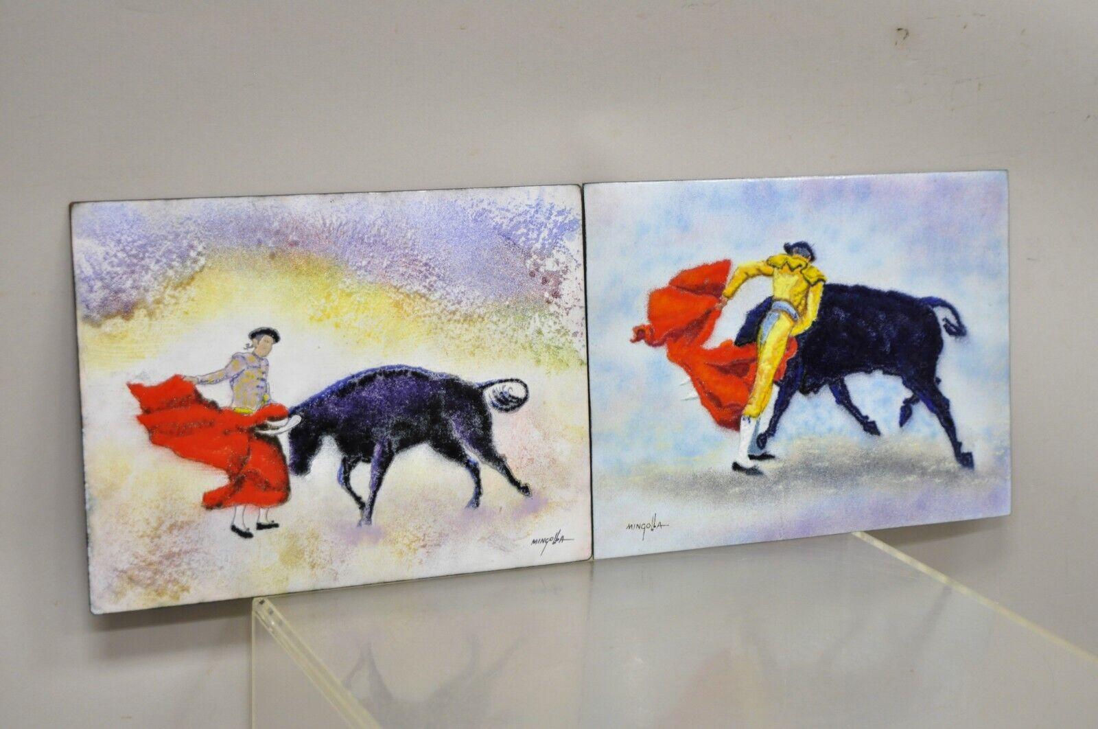 Dom Dominic Mingolla Enamel on Copper Painting Spanish Matador, a Pair For Sale 6