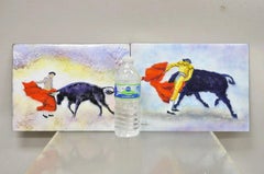 DOM Dominic Mingolla Emaille auf Kupfer Gemälde Spanisch Matador 9 x 12 - ein Paar