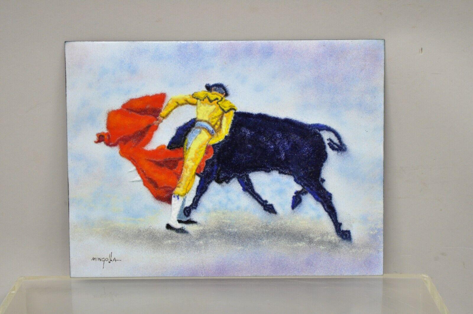 Modern Dom Dominic Mingolla Enamel on Copper Painting Spanish Matador, a Pair For Sale