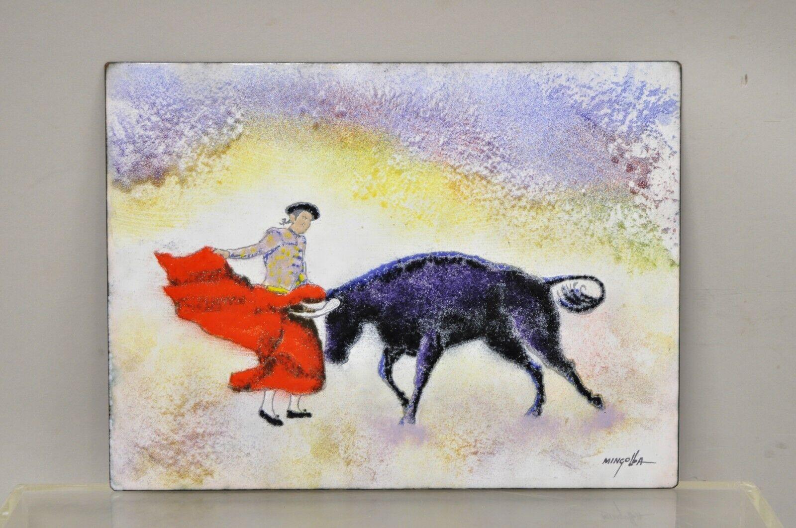 20th Century Dom Dominic Mingolla Enamel on Copper Painting Spanish Matador, a Pair For Sale