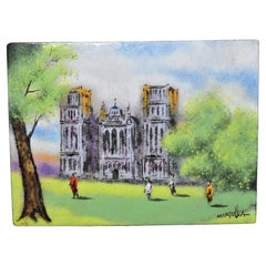 Retro Dom Dominic Mingolla Enamel on Copper Small Painting Notre Dame? Cathderal
