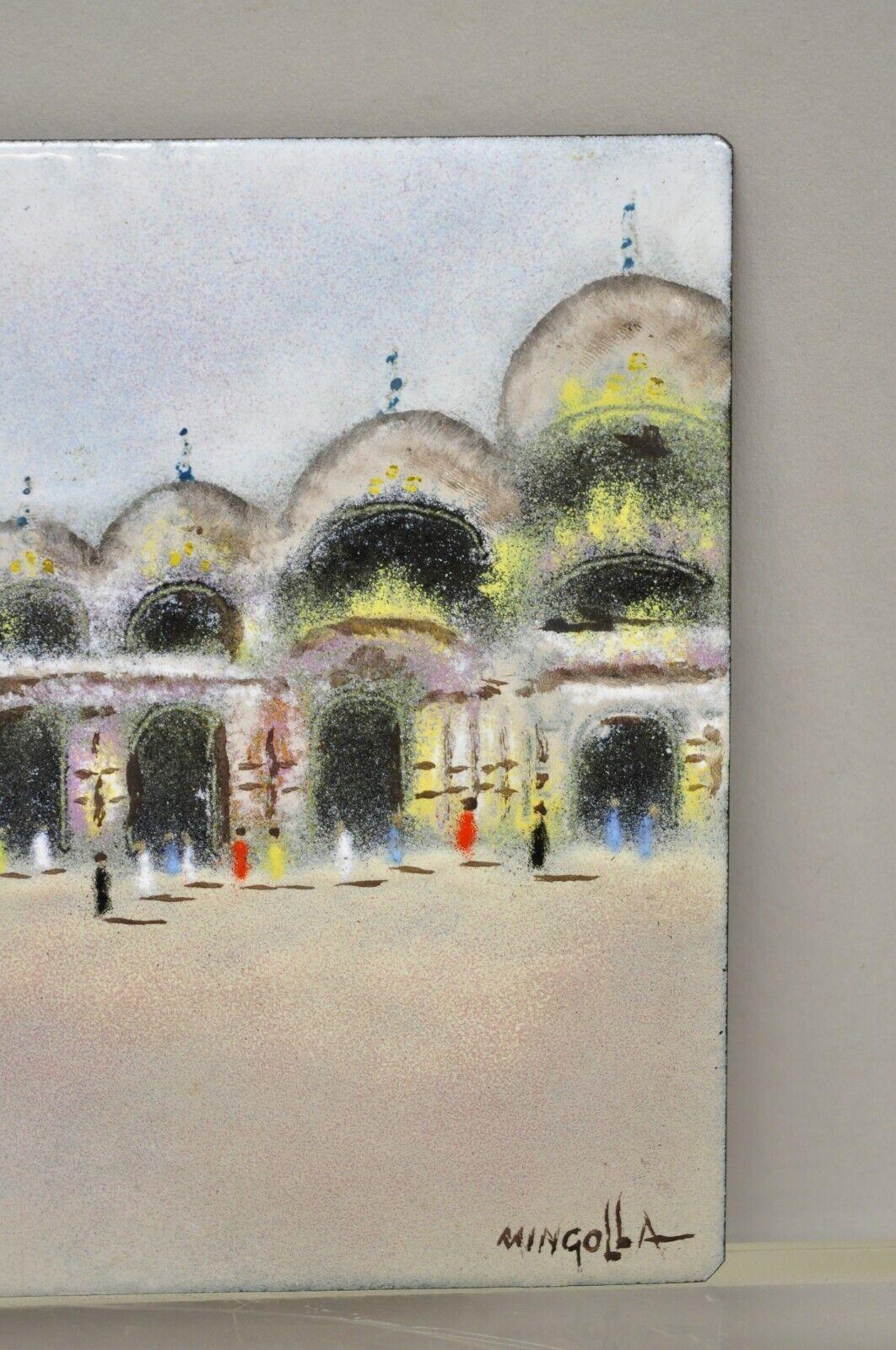 Dom Dominic Mingolla Enamel on Copper Small Painting of Domed Temples In Good Condition In Philadelphia, PA
