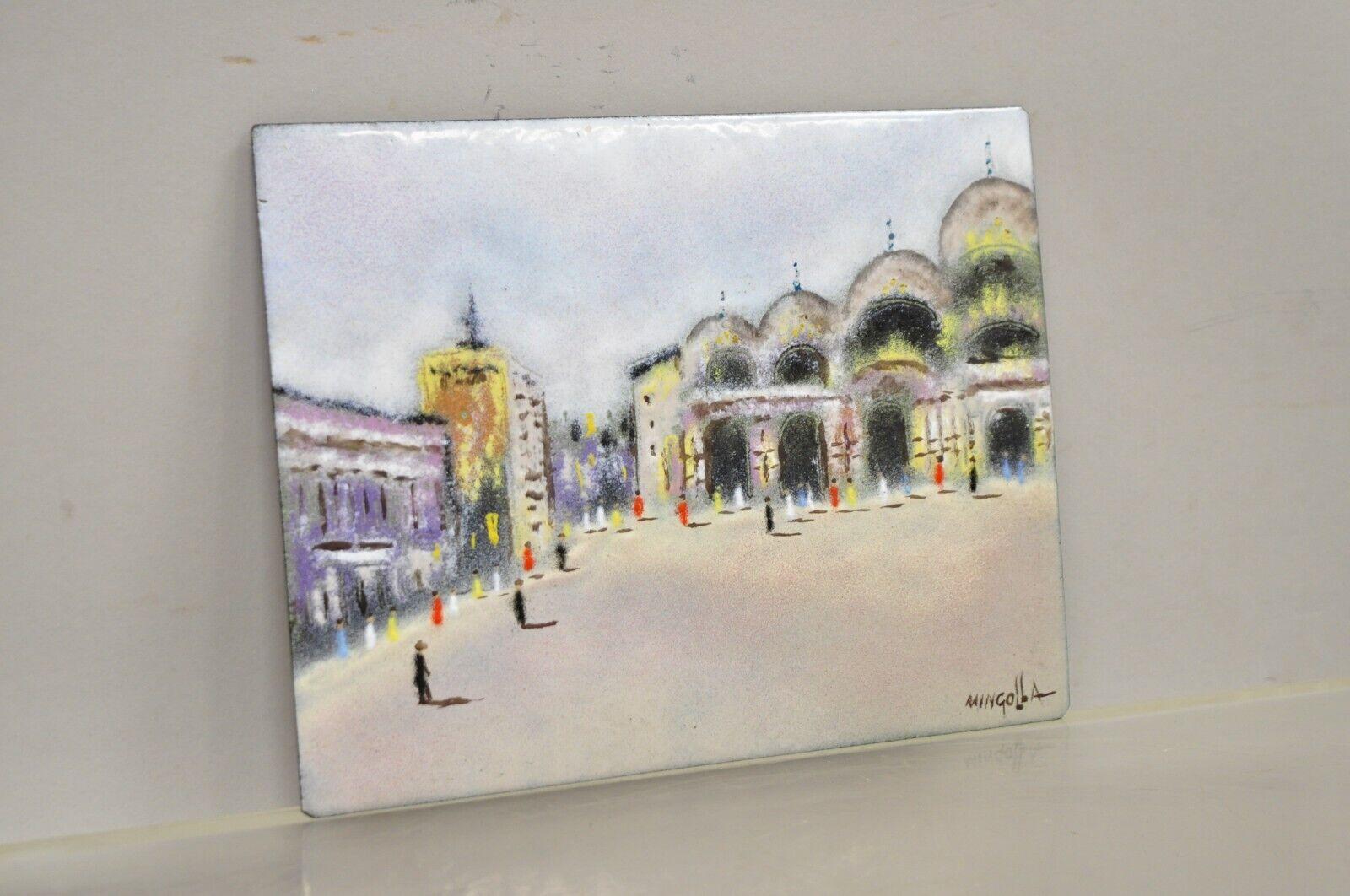 Dom Dominic Mingolla Enamel on Copper Small Painting of Domed Temples 3