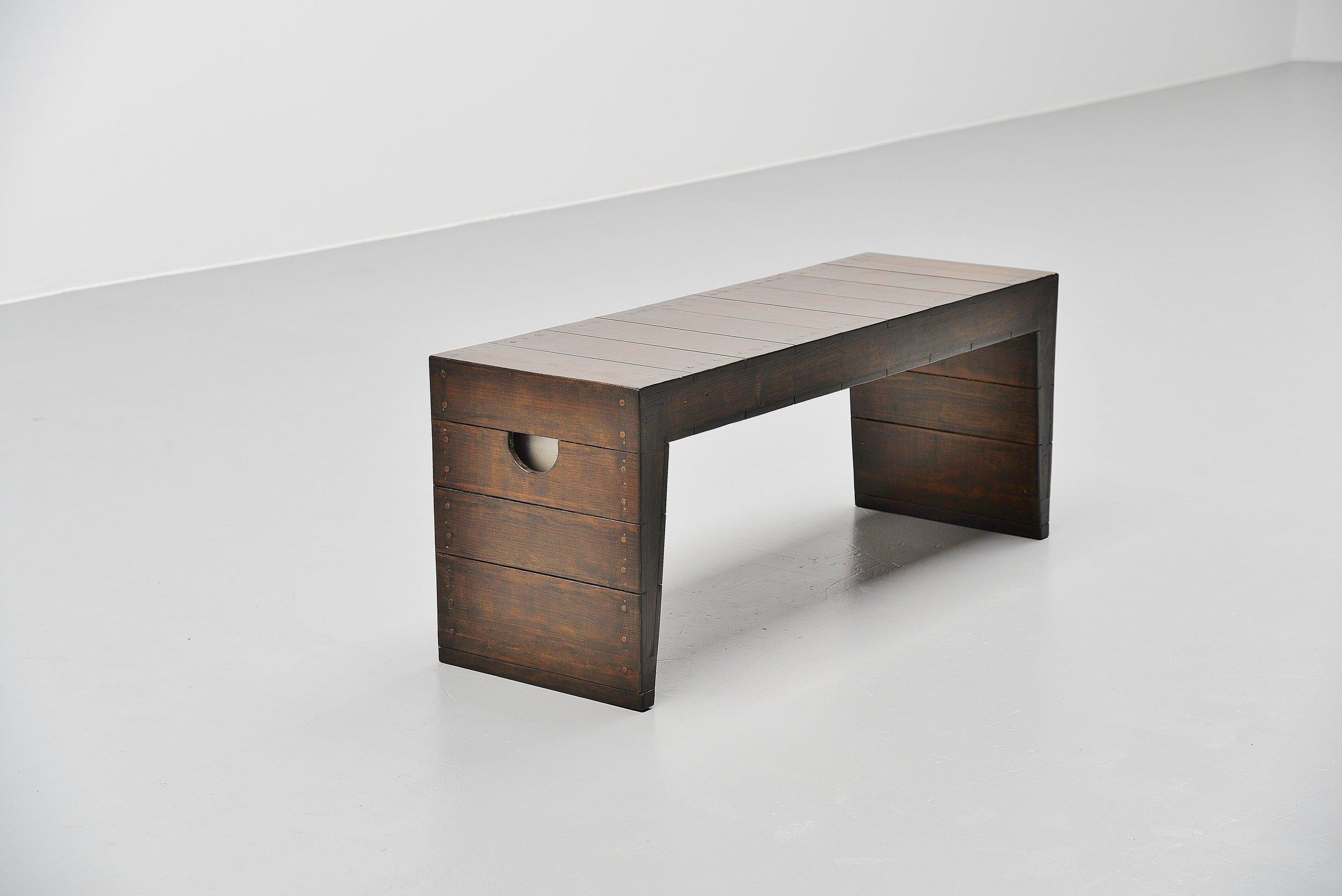 Hand-Painted Dom Hans van der Laan Bench for Private House Rosmalen, 1973