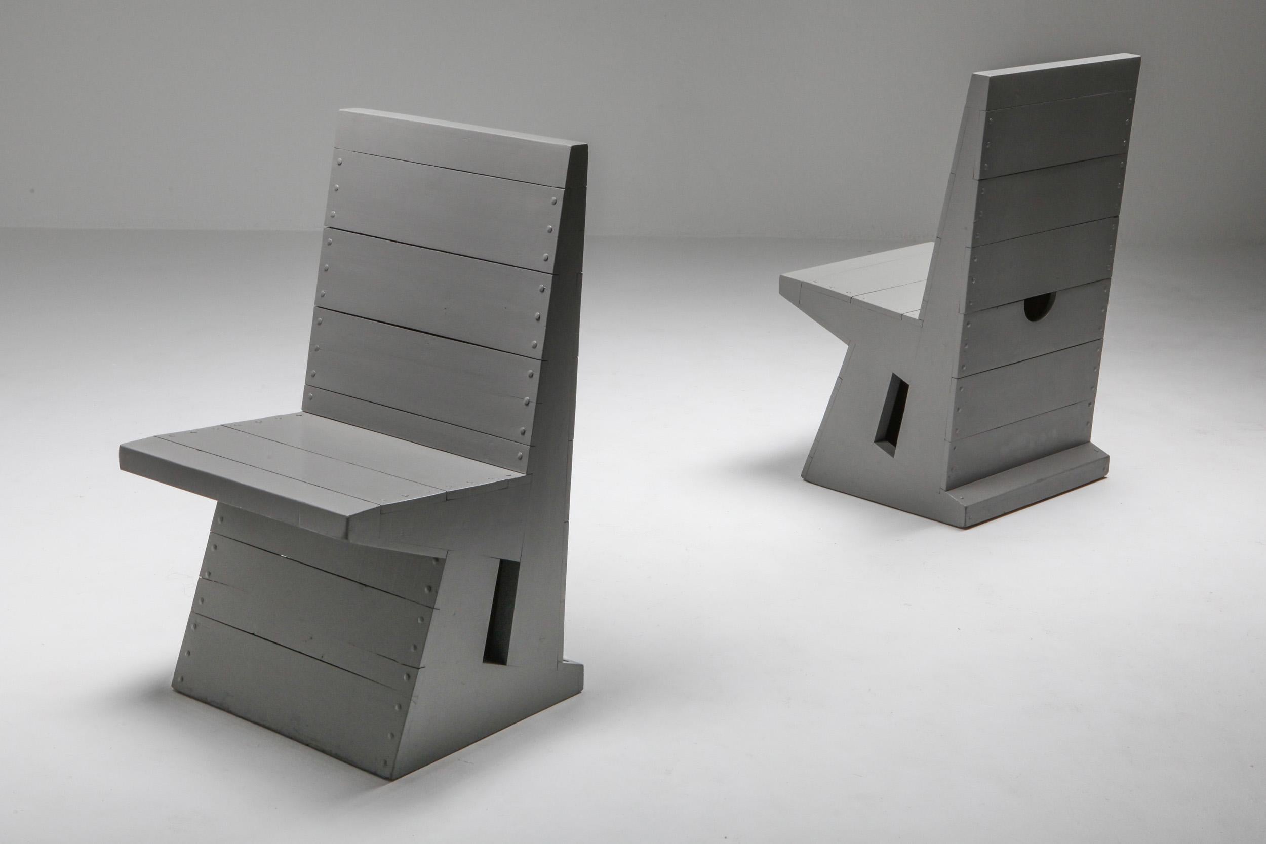 Wood Dom Hans Van Der Laan Chairs, Bossche School, Dutch Design, 1960s For Sale