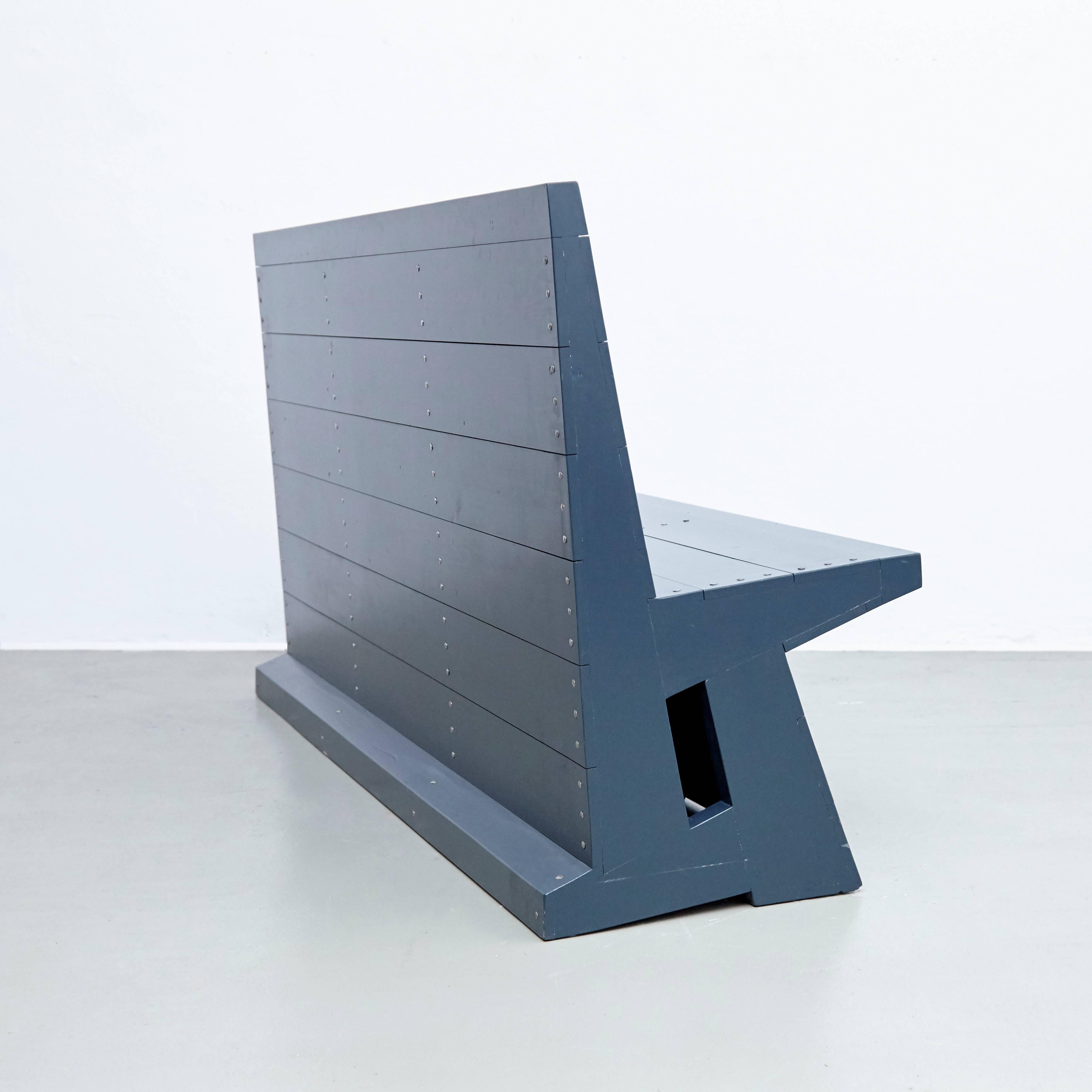 Dom Hans van der Laan Mid Century Modern Lacquered Blue Rational Bench 1