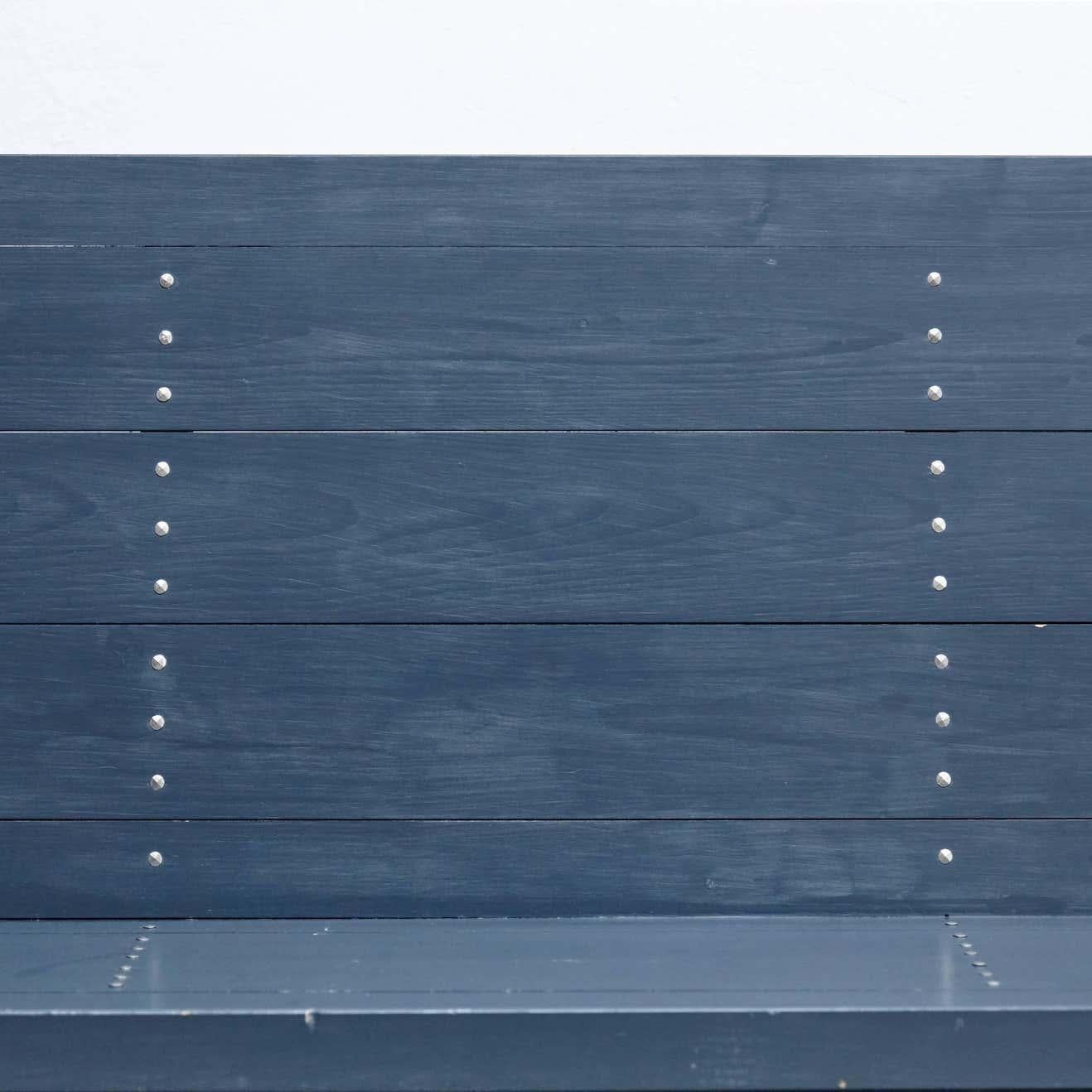 Dutch Dom Hans van der Laan Mid-Century Modern Lacquered Blue Rationalist Bench For Sale