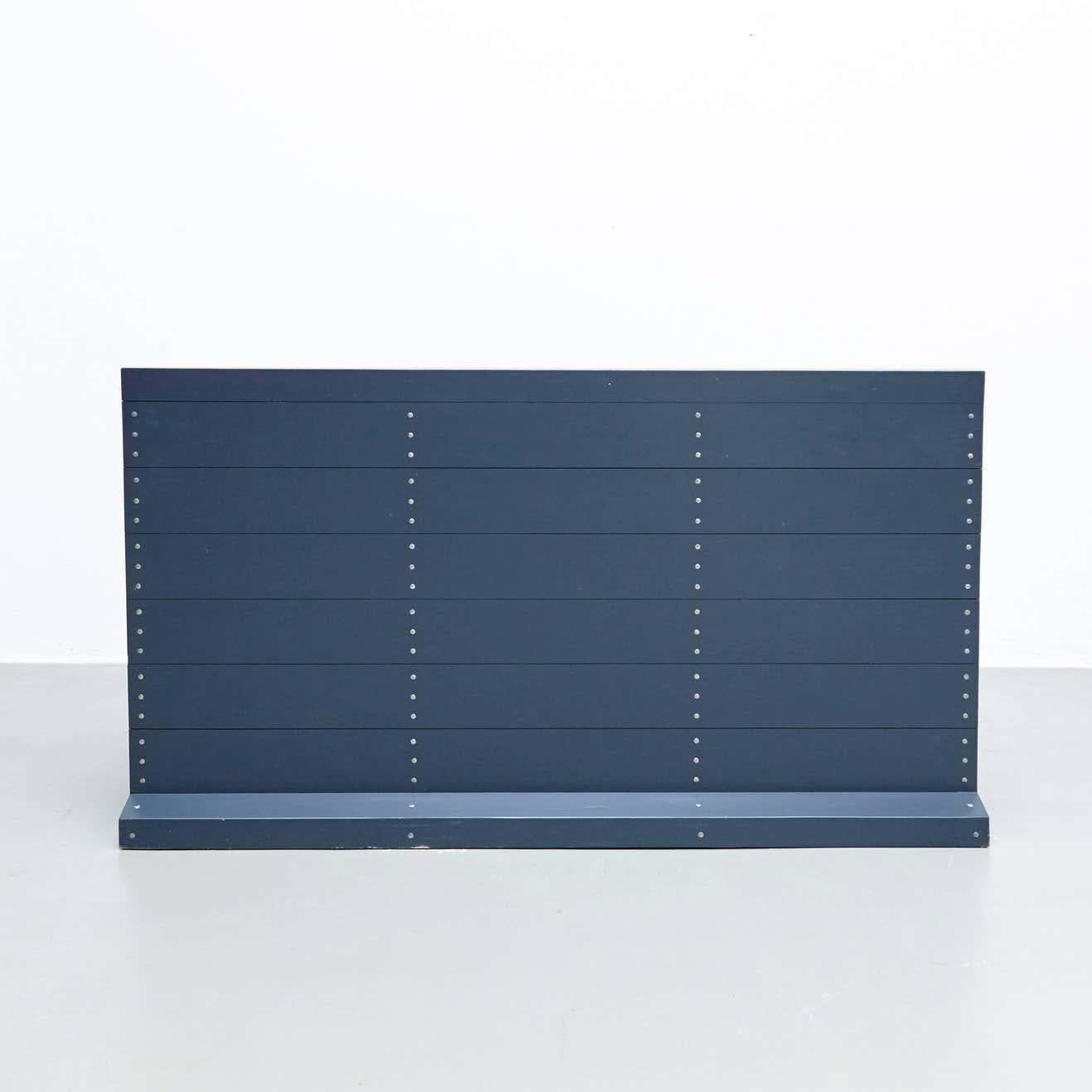 Dom Hans van der Laan Mid-Century Modern Lacquered Blue Rationalist Bench For Sale 1