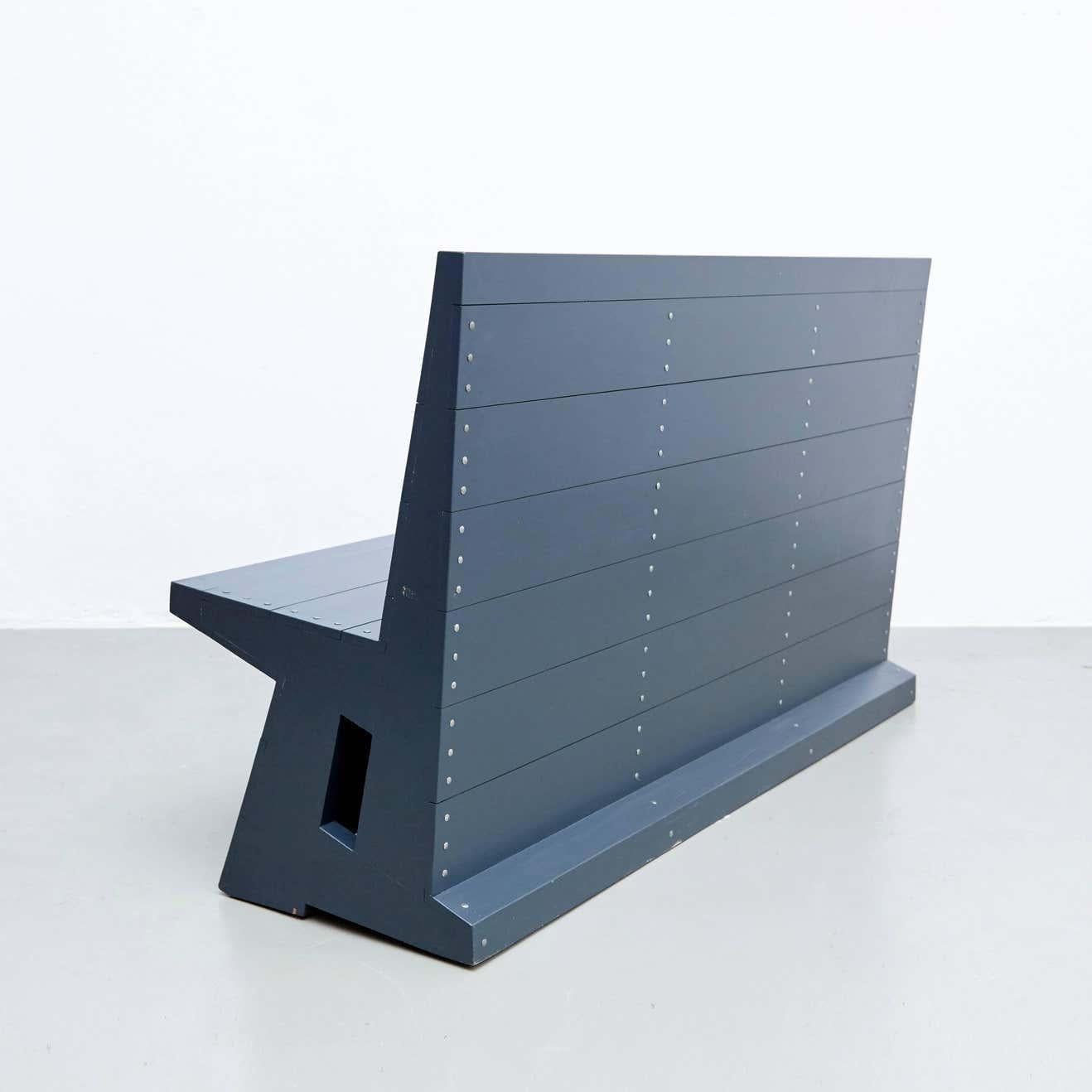 Dom Hans van der Laan Mid-Century Modern Lacquered Blue Rationalist Bench For Sale 2