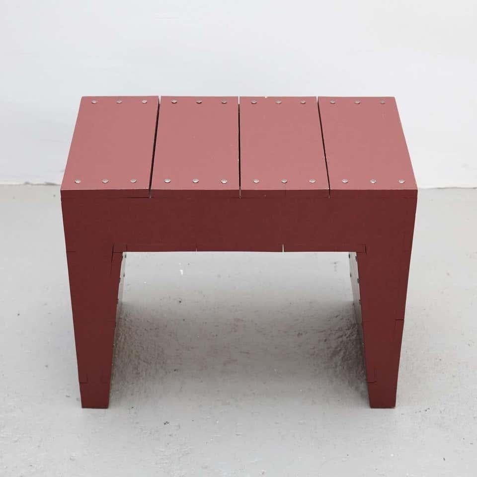 Dom Hans van der Laan Moderner rot lackierter, seltener Holzhocker, Mid-Century Modern im Angebot 2