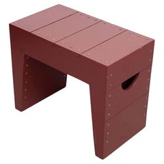 Dom Hans van der Laan Moderner rot lackierter, seltener Holzhocker, Mid-Century Modern