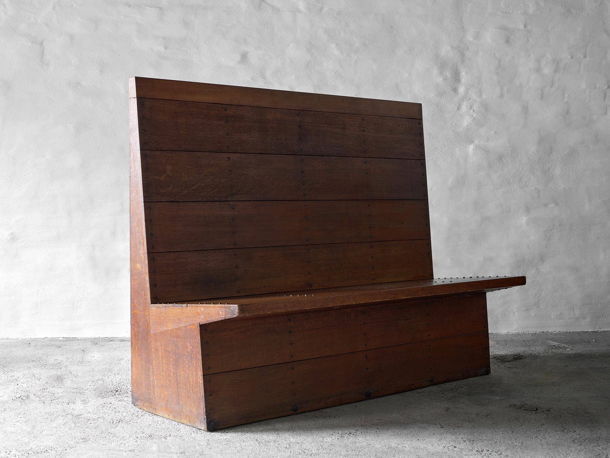 Dutch Dom Hans van der Laan Oak High Back Bench For Sale