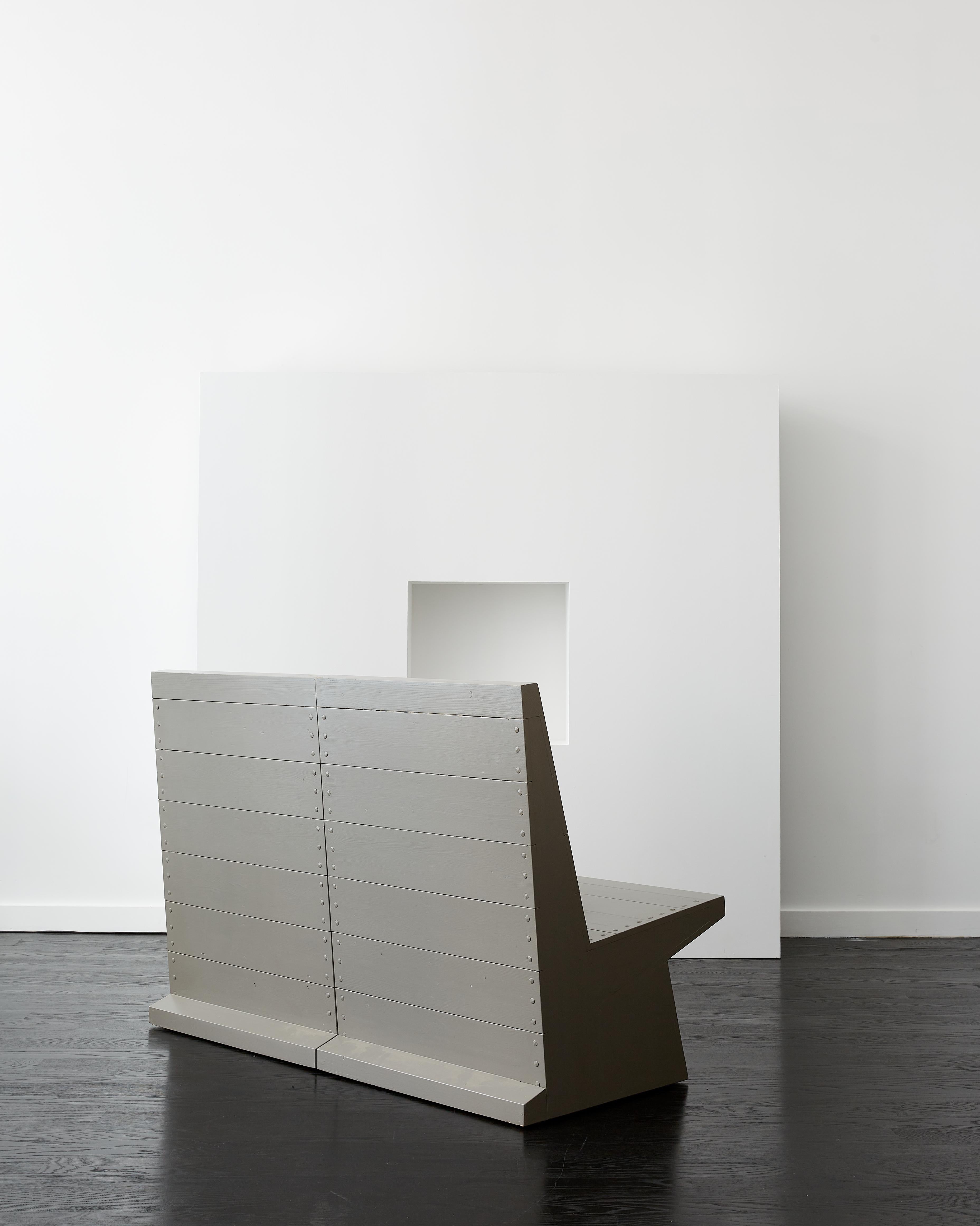 Dutch Dom Hans van der Laan Pair of Low Gray Chairs c. 1979 For Sale