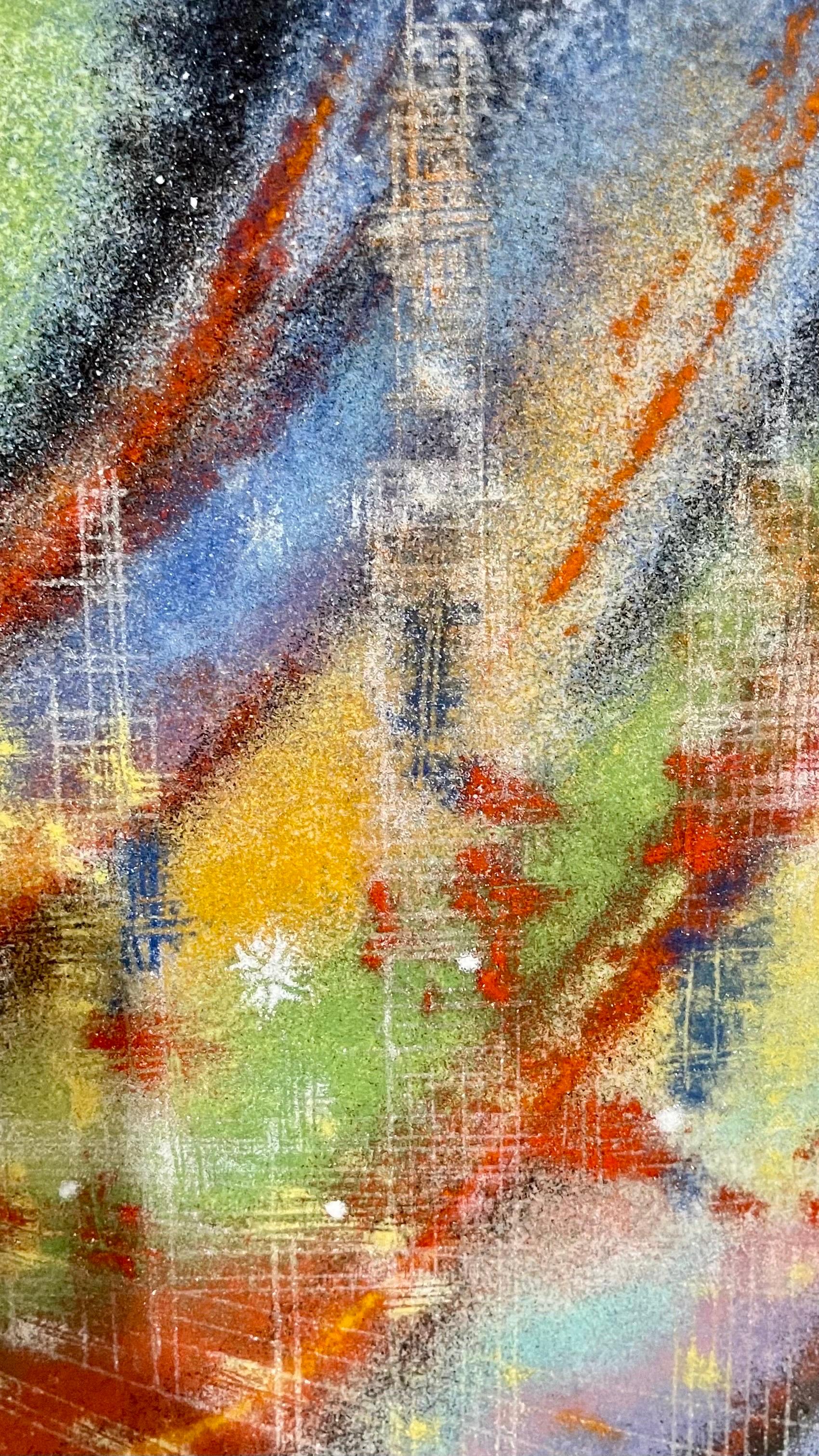 Peinture expressionniste abstraite en émail sur champ de couleur métallique de style Paul Jenkins en vente 2