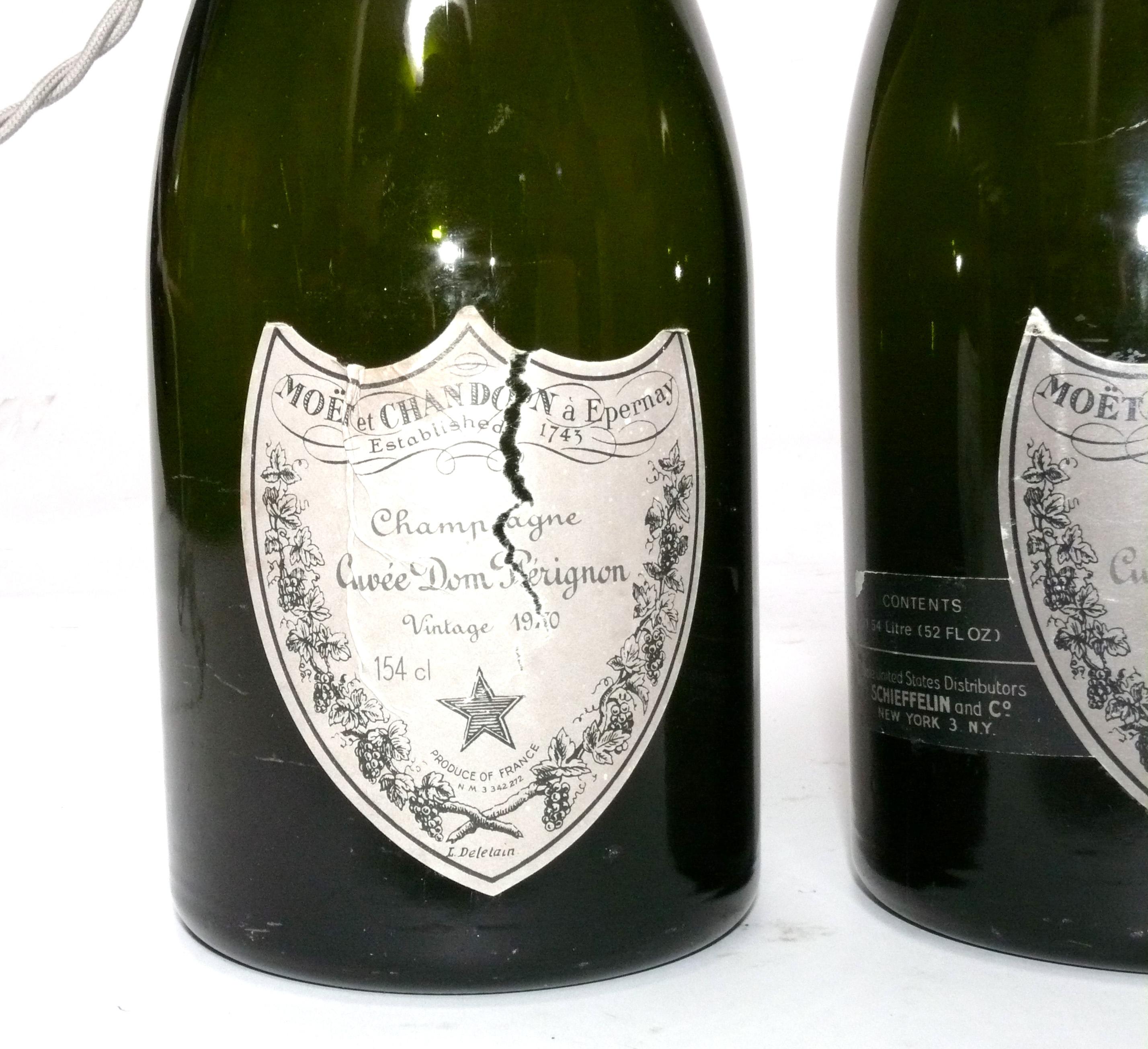 Dom Perignon Vintage Champagnerflaschenlampen 1970er Jahre (Hollywood Regency) im Angebot