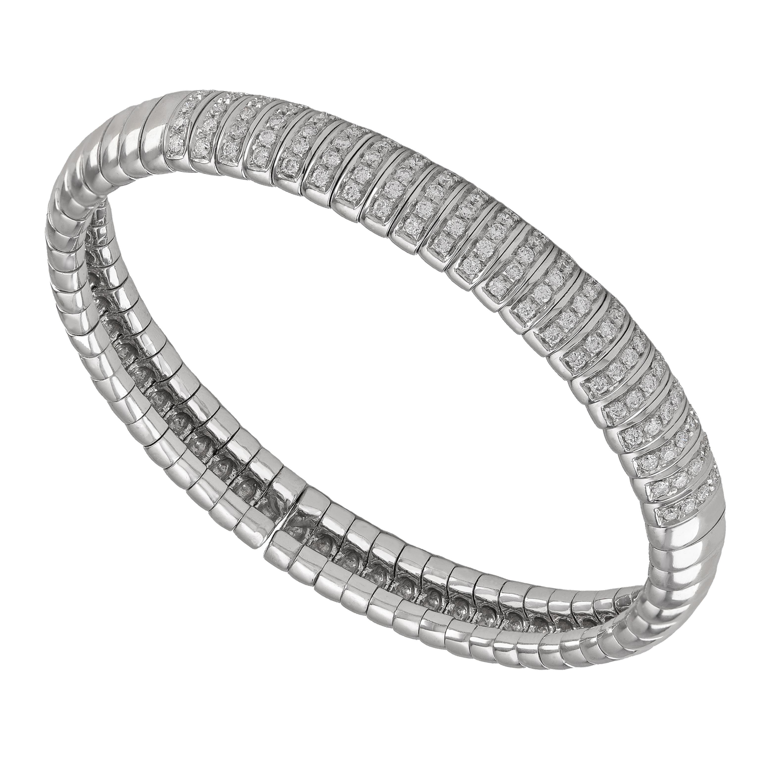 Moderne Bracelet manchette souple à dôme en diamants de 1,25 carat en vente