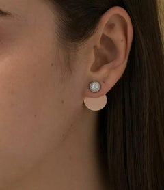 Dome and Disc Jacket 14k Solid Gold Diamond Earring