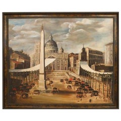 Dome and Obelisk in St. Peter's Square, Neoclassical Hand-Painted Art