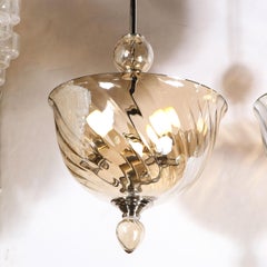 Dome and Teardrop Detail Pendant in Amber Murano Handblown Glass