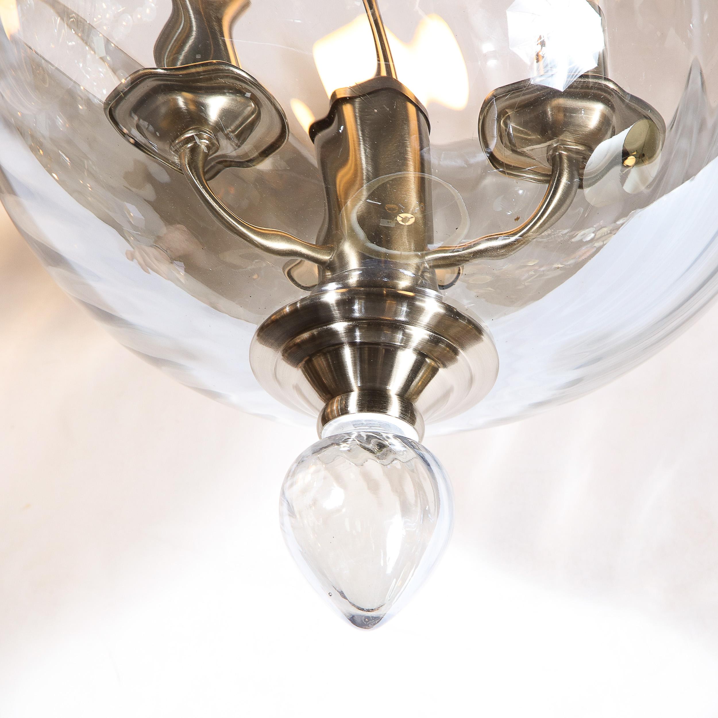 Italian Dome and Teardrop Detail Pendant in Smoked Grey Murano Handblown Glass For Sale