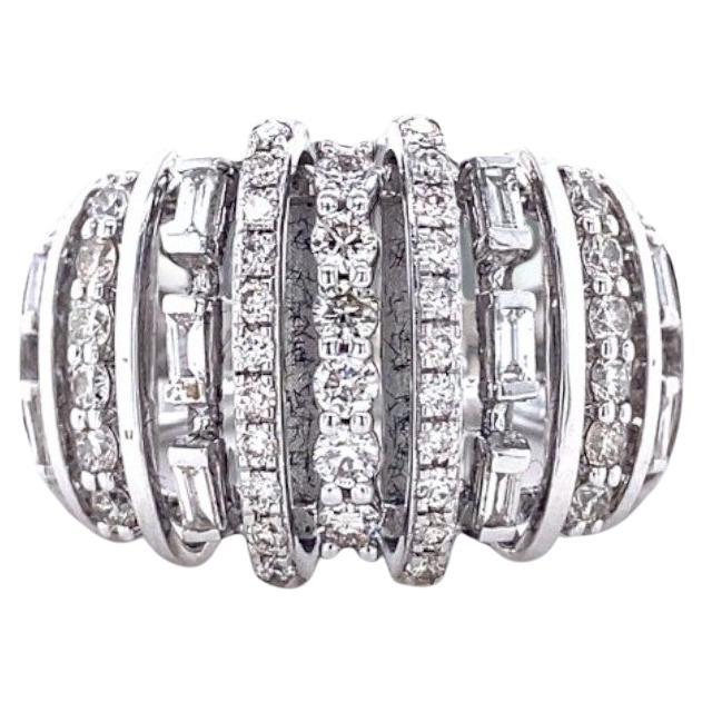 Dome Band Natural Diamond Broad Statement Ring in 14K Solid Gold (Certified)