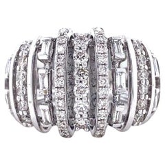 Dome Band Natural Diamond Broad Statement Ring in 14K Solid Gold (Certified)